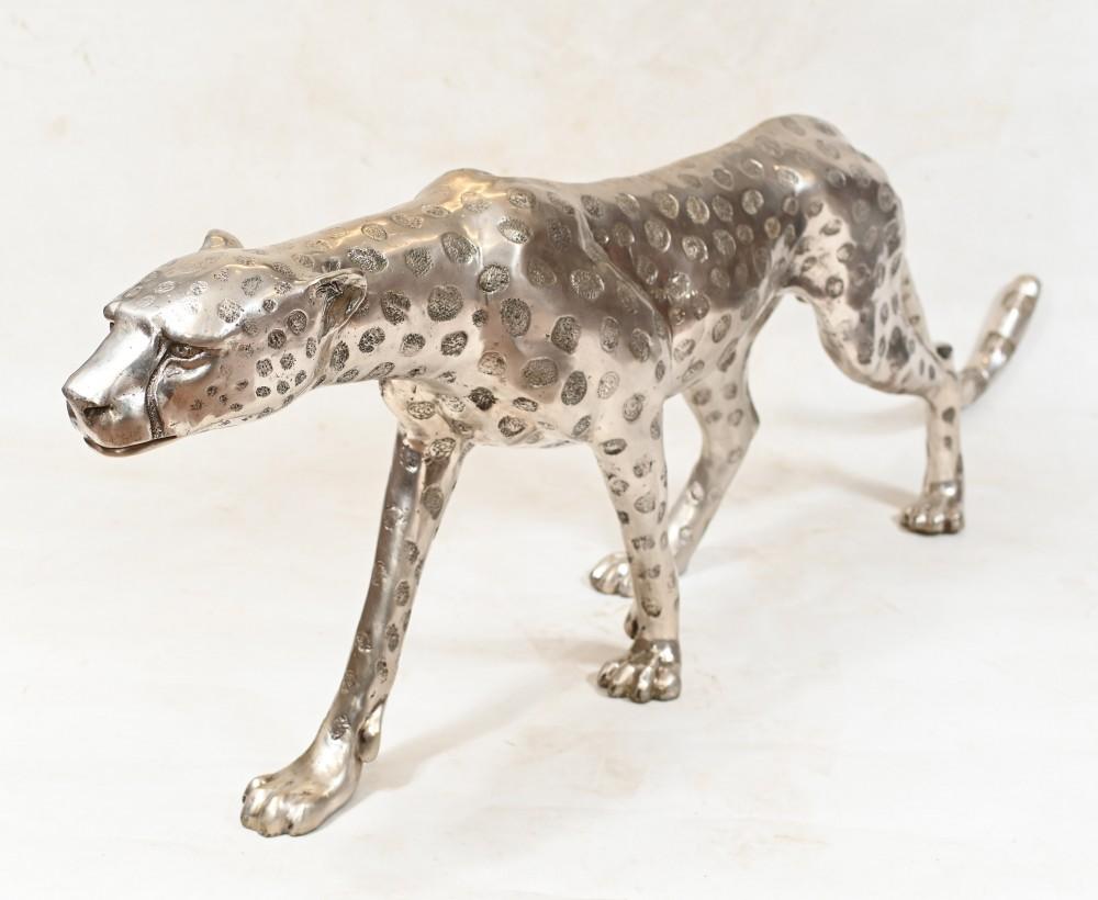 Art Deco Cat Large Bronze Cheetah Statue Panther 5