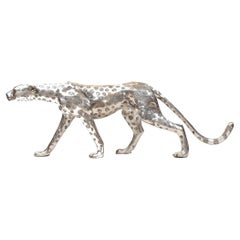 Art Deco Cat Large Bronze Cheetah Statue Panther