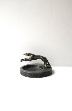 Art Deco Catchall Vide-Poche with Greyhound Whippet Dog Sculpture