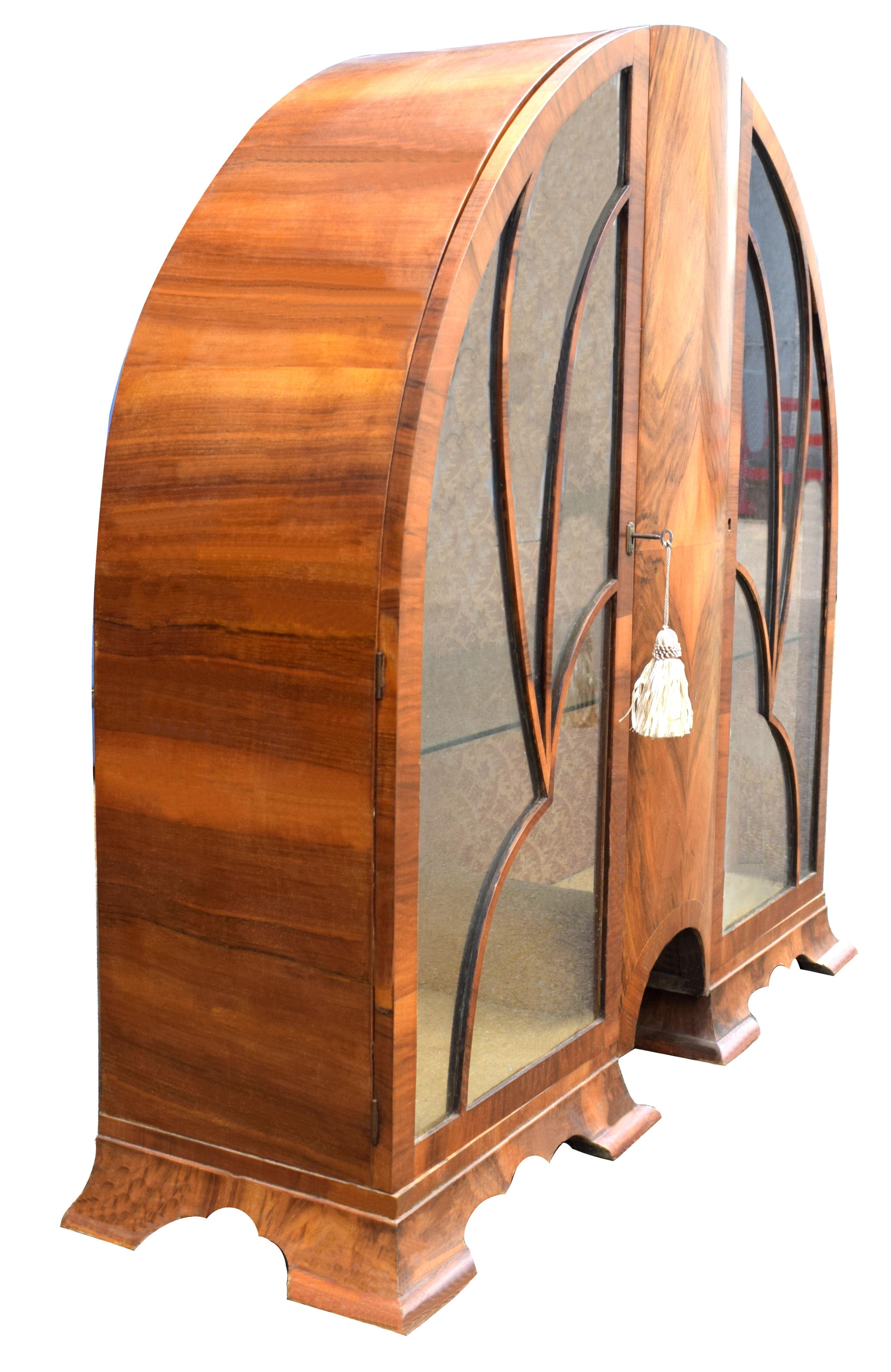 20th Century Art Deco Cathedral Display Cabinet, Vitrine, circa 1930