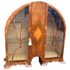 Art Deco Cathedral Display Cabinet, Vitrine, circa 1930