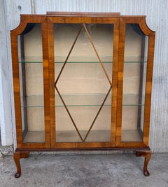 Art Deco Cathedral Display Cabinet with Cabriole Legs, Vitrine, circa 1930