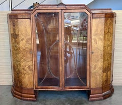 Art Deco Cathedral Display Cabinet with Ebonized Base, Vitrine, circa 1930