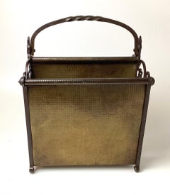 Art Deco Cats Iron Magazine Rack Holder with Horse and Shield