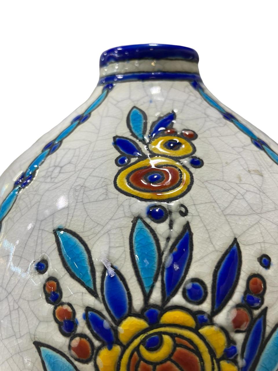 Glazed ART DECO CATTEAU Charles Egg Shape Vase D944 1925/1926 For Sale