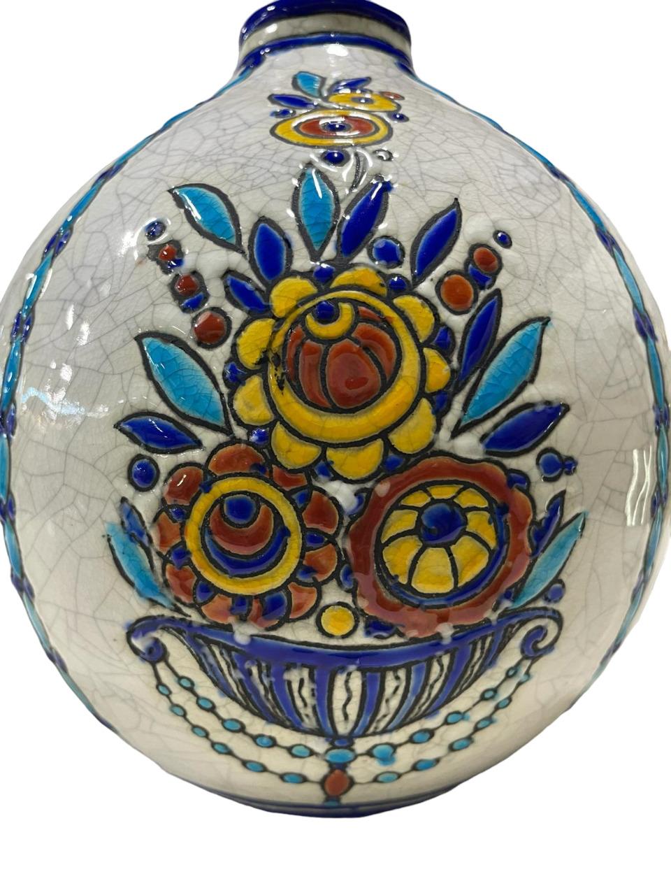 Début du 20ème siècle ART DECO CATTEAU Charles vase en forme d'œuf D944 1925/1926 en vente