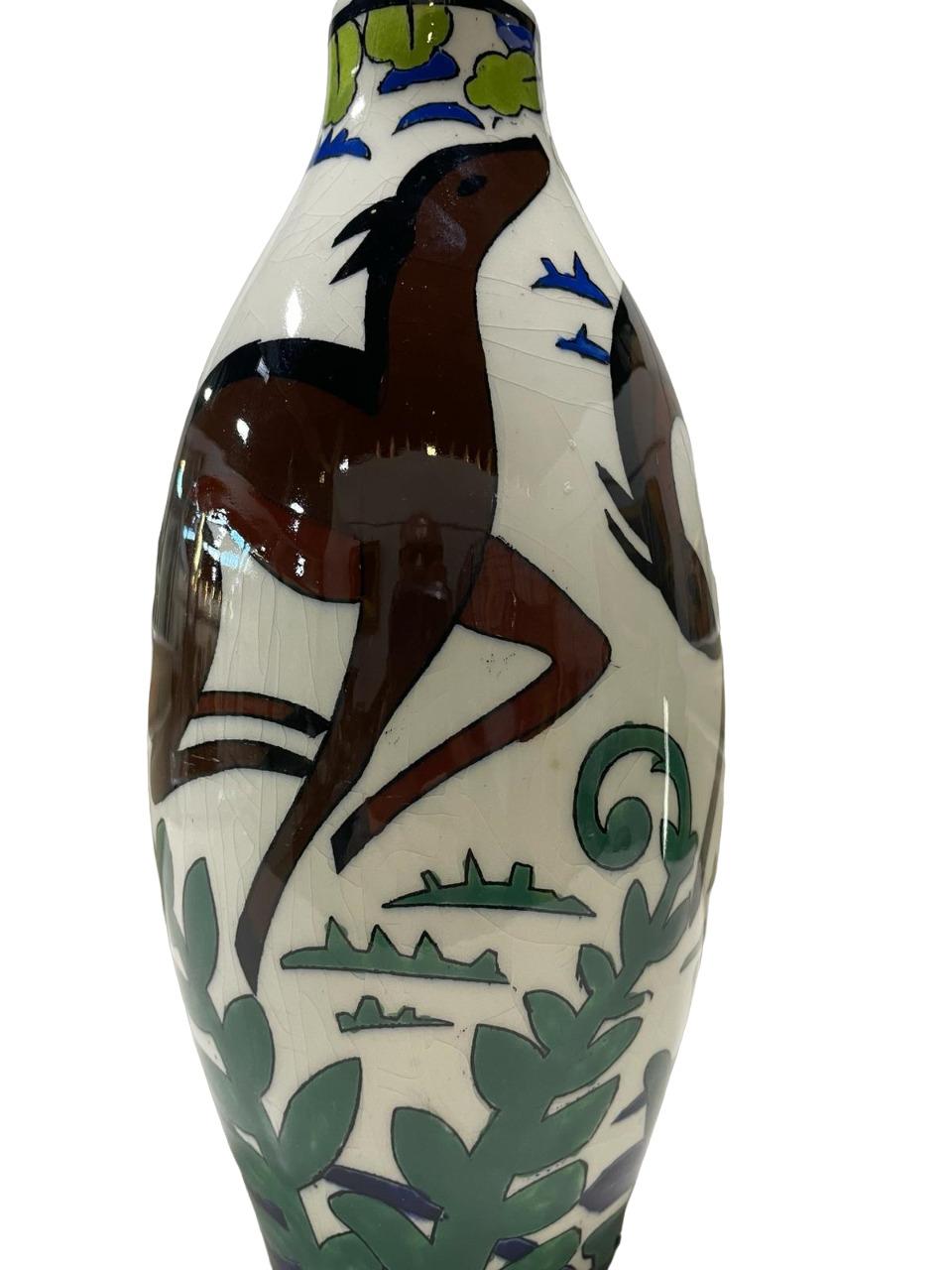ART DECO CATTEAU Charles for Boch Keramis Vase 1930. For Sale 2