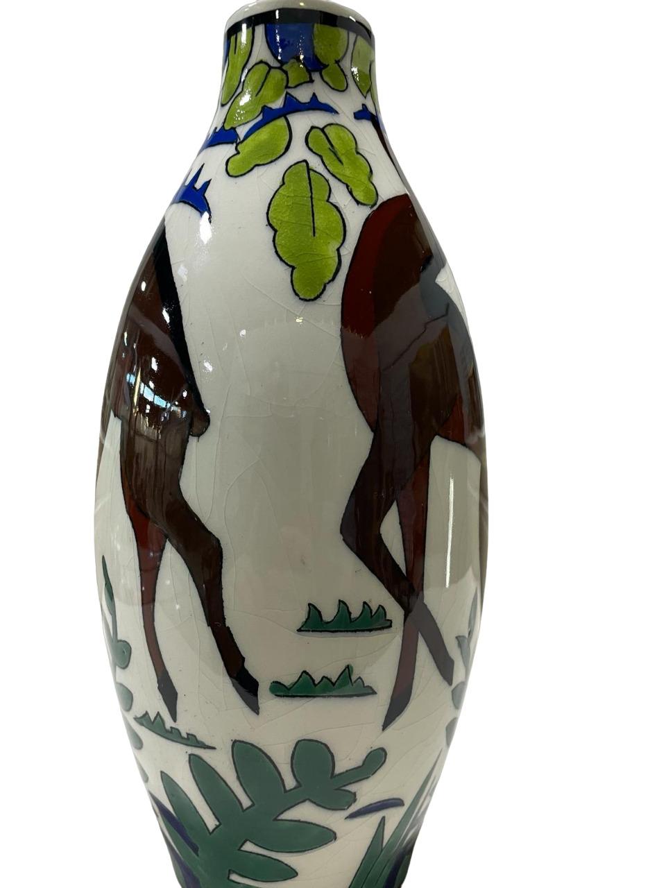 Glazed ART DECO CATTEAU Charles for Boch Keramis Vase 1930. For Sale