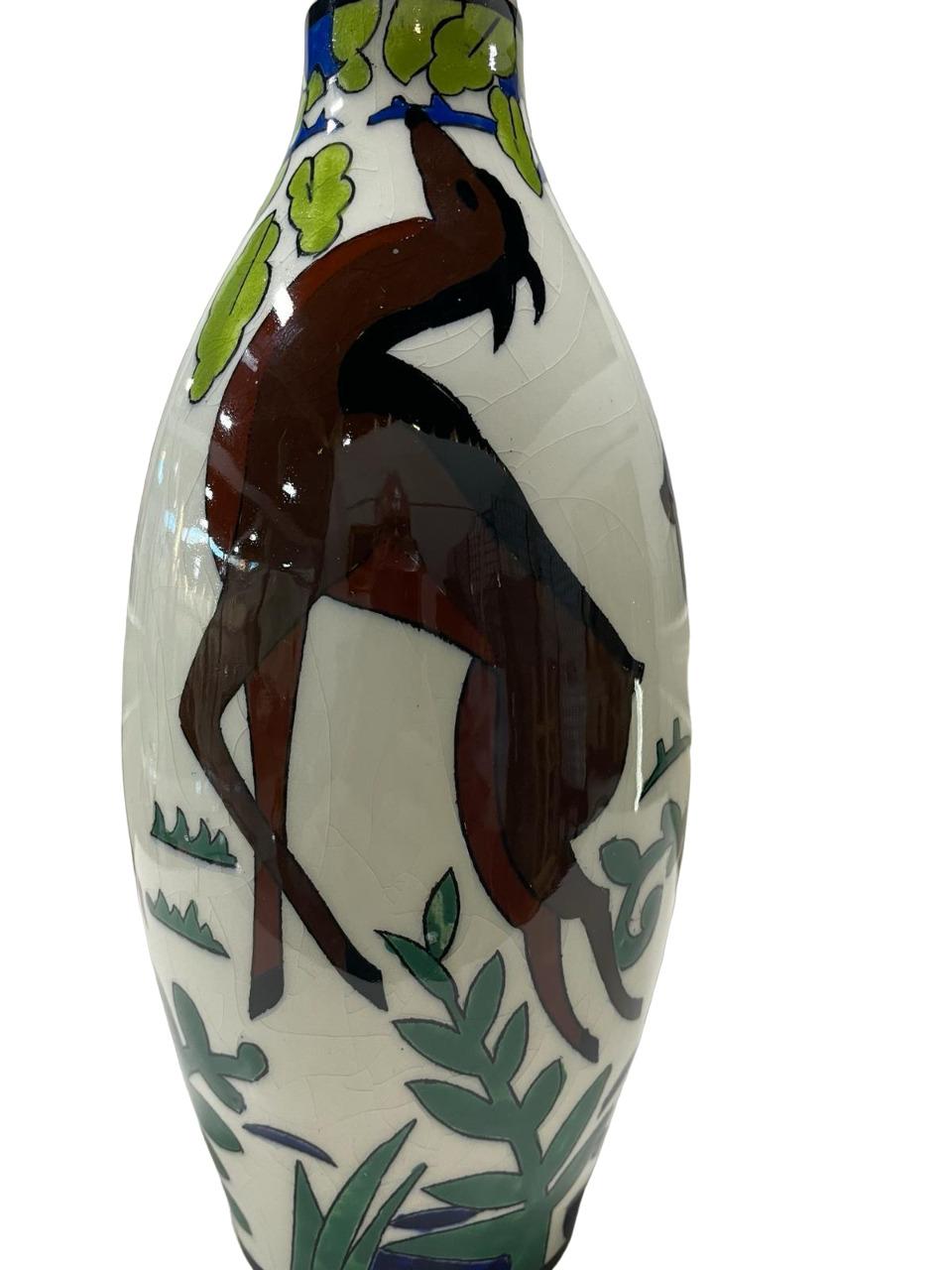 ART DECO CATTEAU Charles for Boch Keramis Vase 1930. In Good Condition For Sale In Richmond Hill, ON