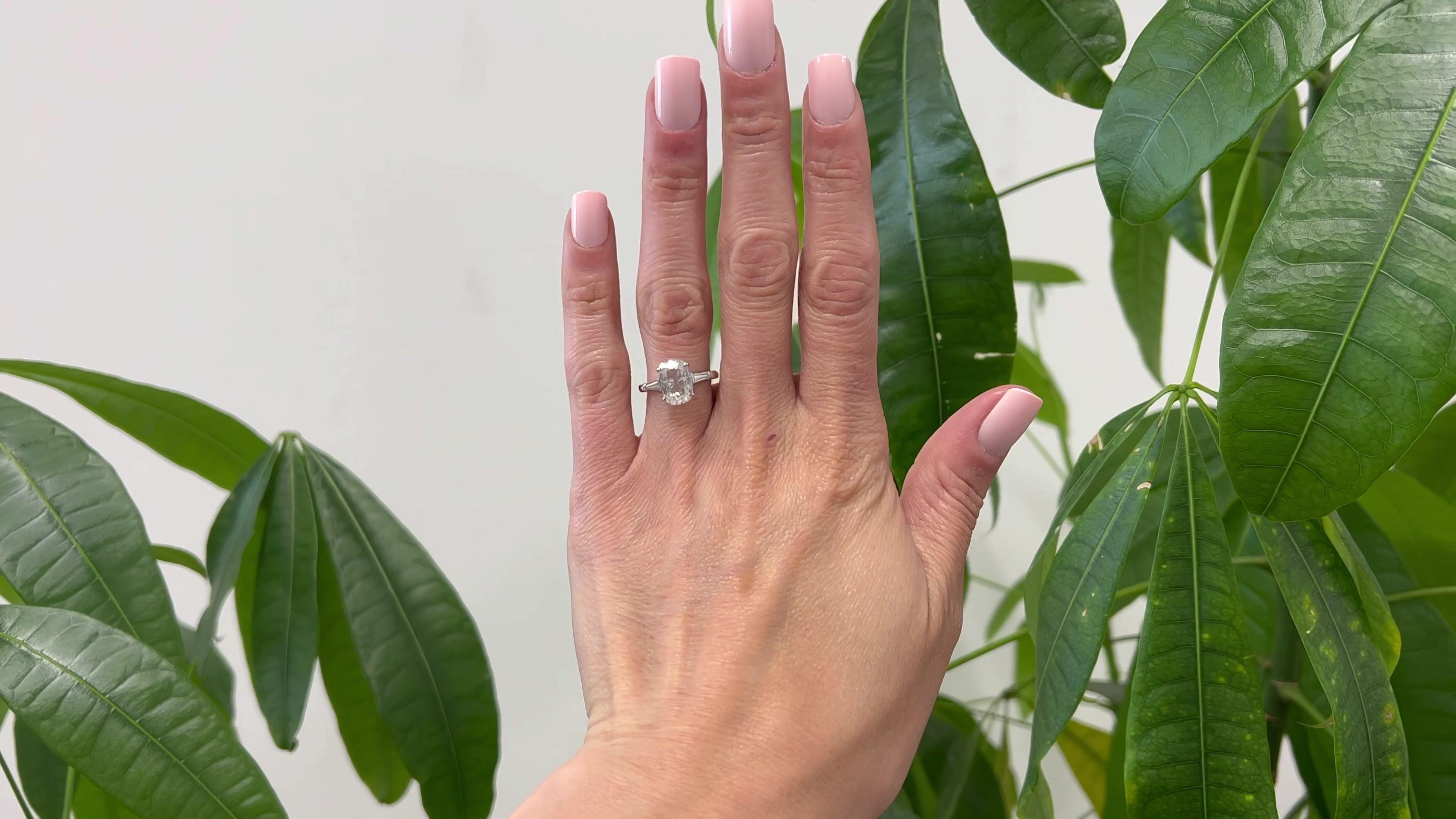 One Art Deco C.D. Peacock GIA 2.00 Carat Old Mine Cut Diamond Platinum Ring. Featuring one GIA old mine cut diamond of 2.00 carats, accompanied with GIA #1469365719 stating the diamond is F color, I3 clarity. Accented by two tapered baguette cut