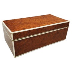 Antique Art Deco Cedar Lined Amboyna Burl Cigarette Box
