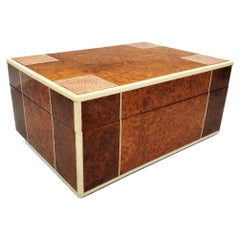 Antique Art Deco Cedar Lined Amboyna & Thuya Burl, Shagreen Box with Bone Trim