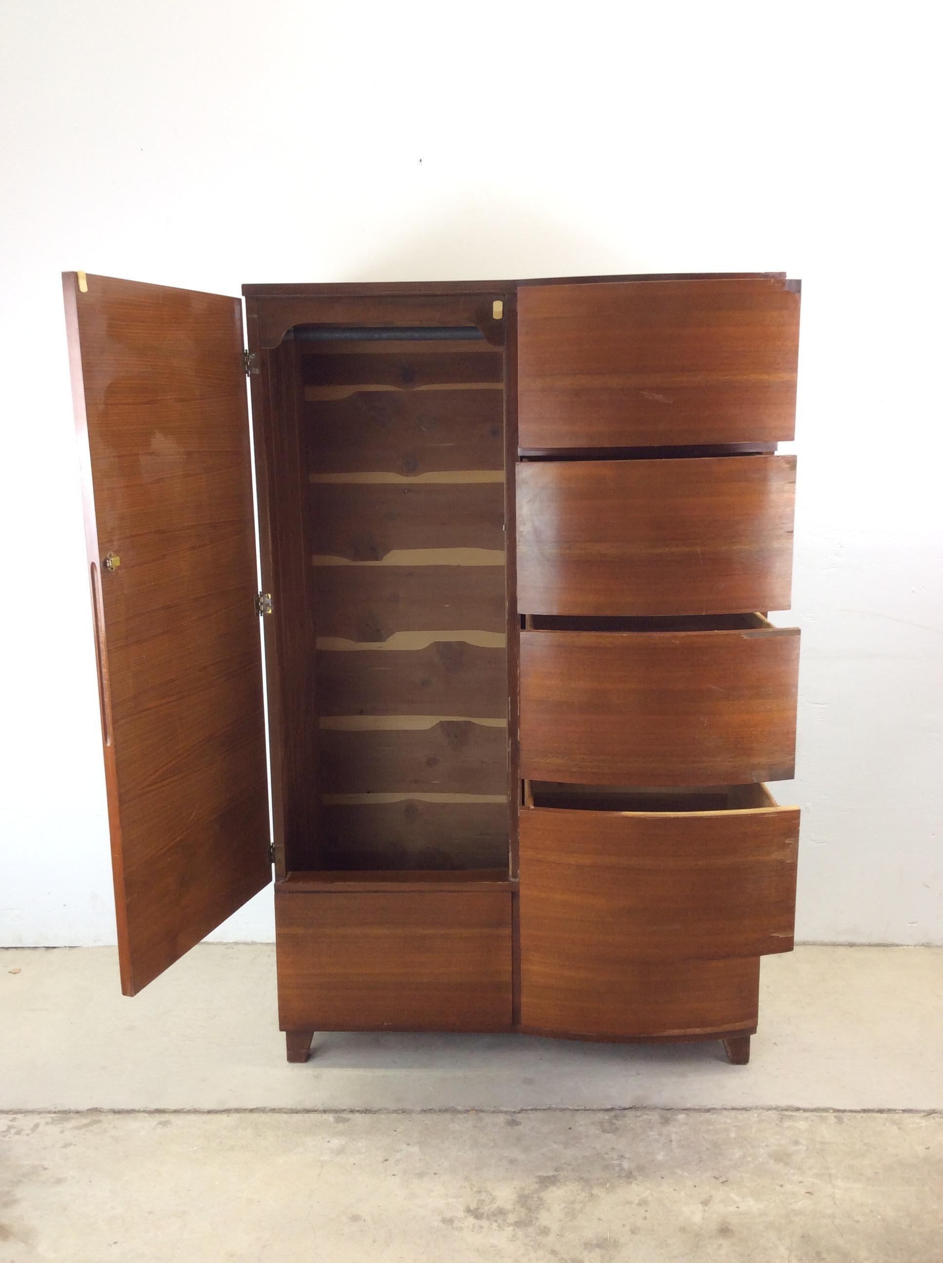 Art Deco Cedar Lined Armoire with 4 Drawers For Sale 12
