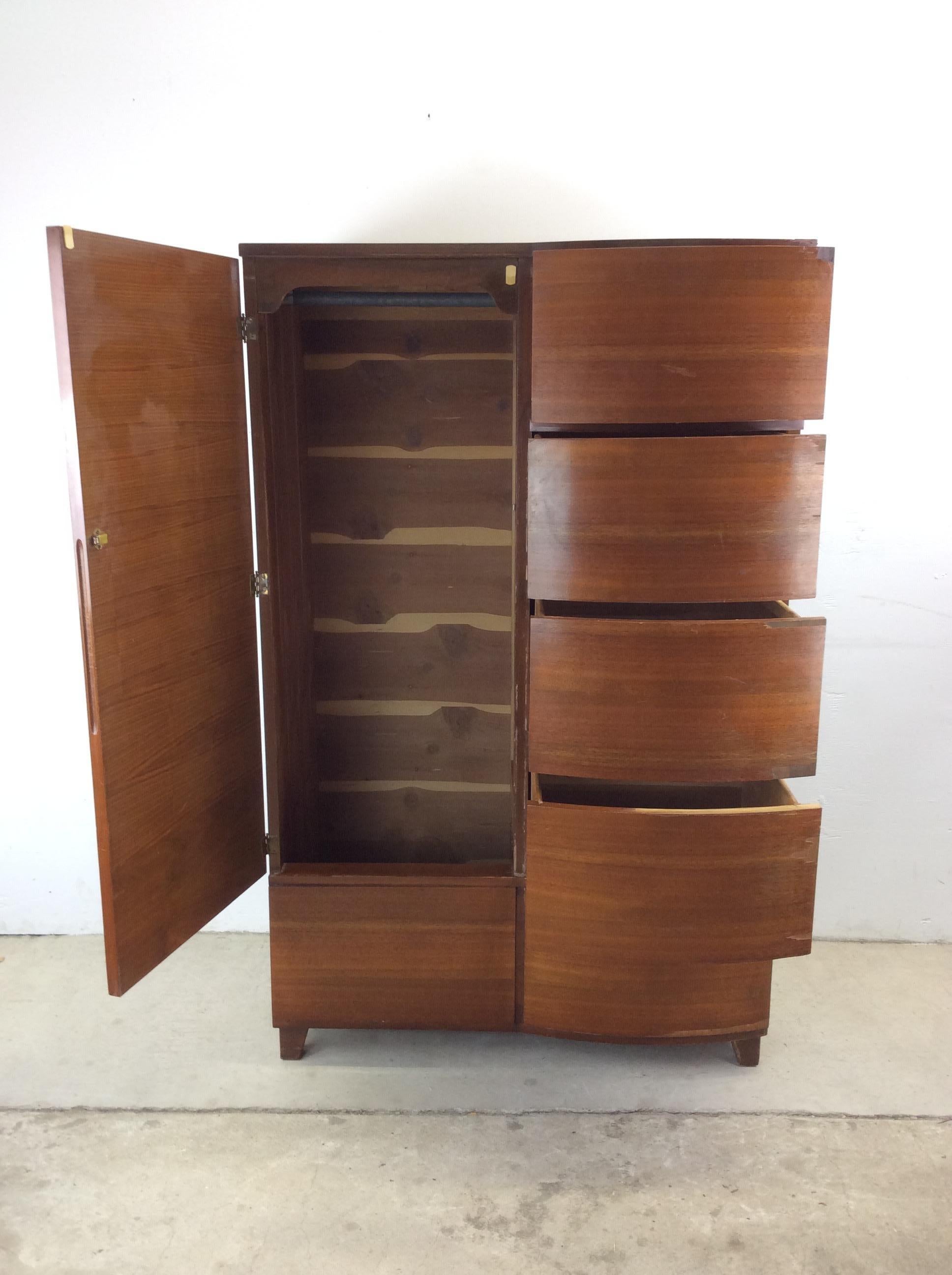 Art Deco Cedar Lined Armoire with 4 Drawers For Sale 13