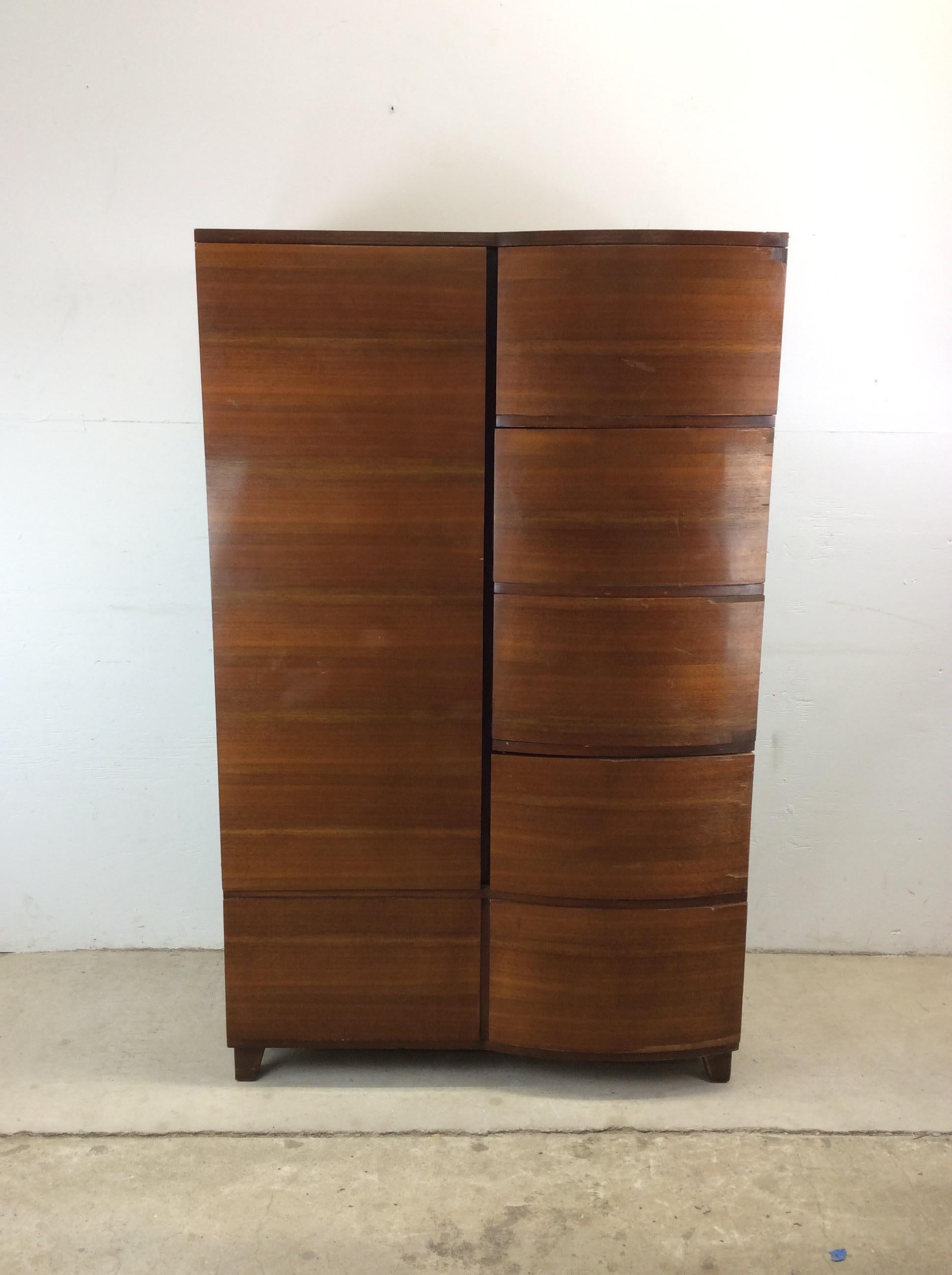 American Art Deco Cedar Lined Armoire with 4 Drawers For Sale
