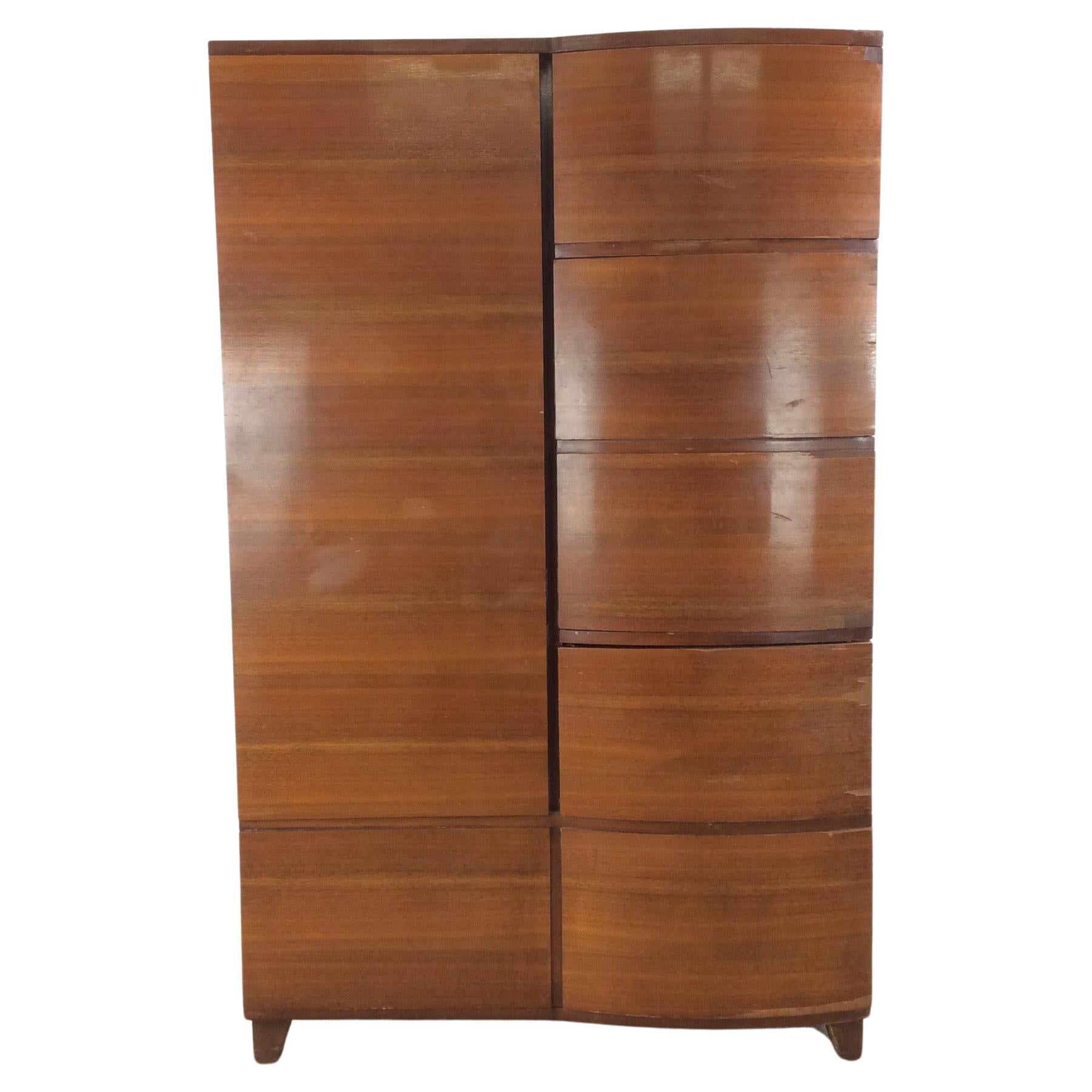 Art Deco Cedar Lined Armoire with 4 Drawers For Sale