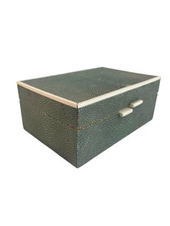 Art Deco Cedar Lined Green Shagreen Box w/Double 'Latch' to Front