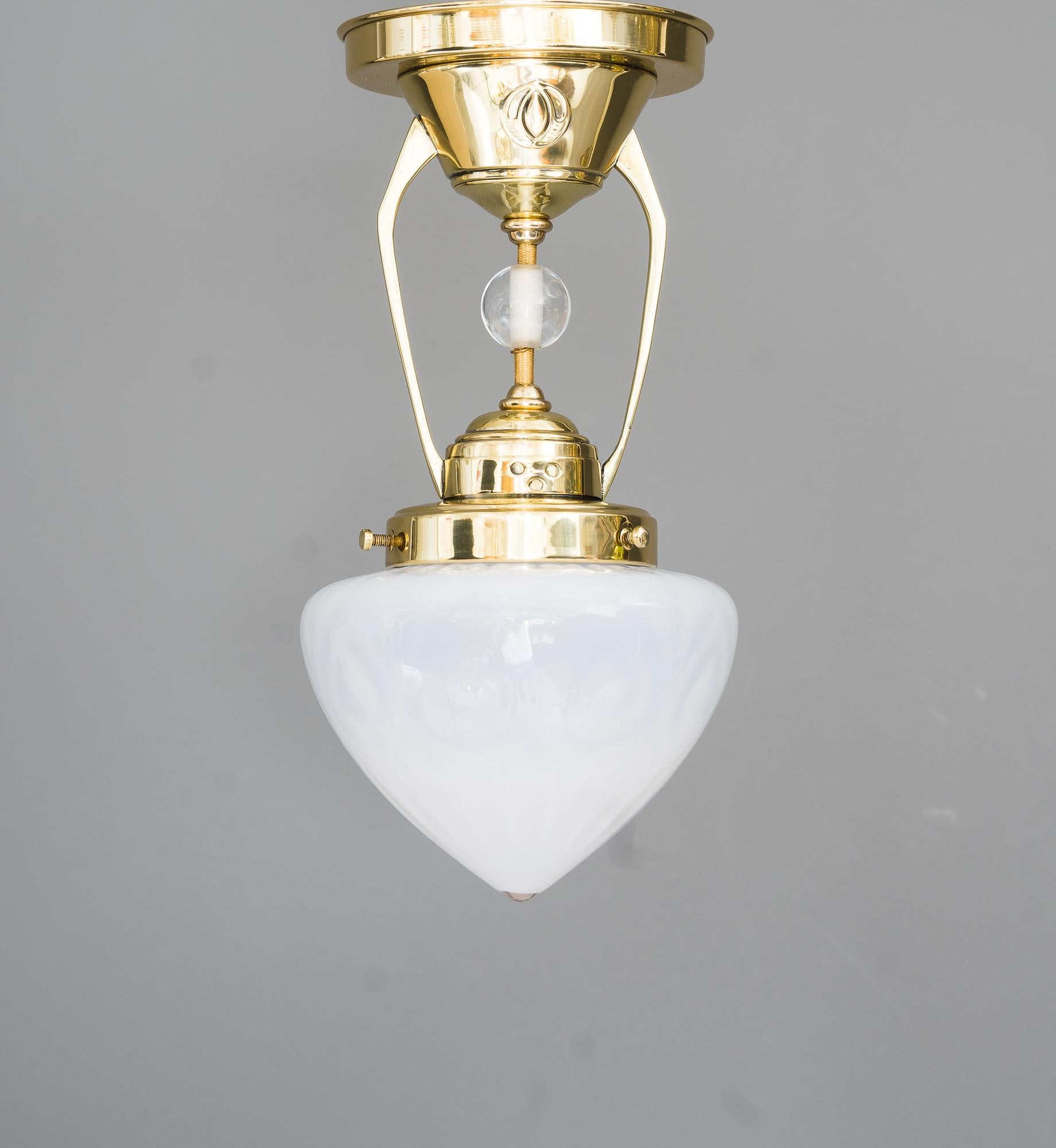 Glass Art Deco Ceiling Lamp, Around 1920s