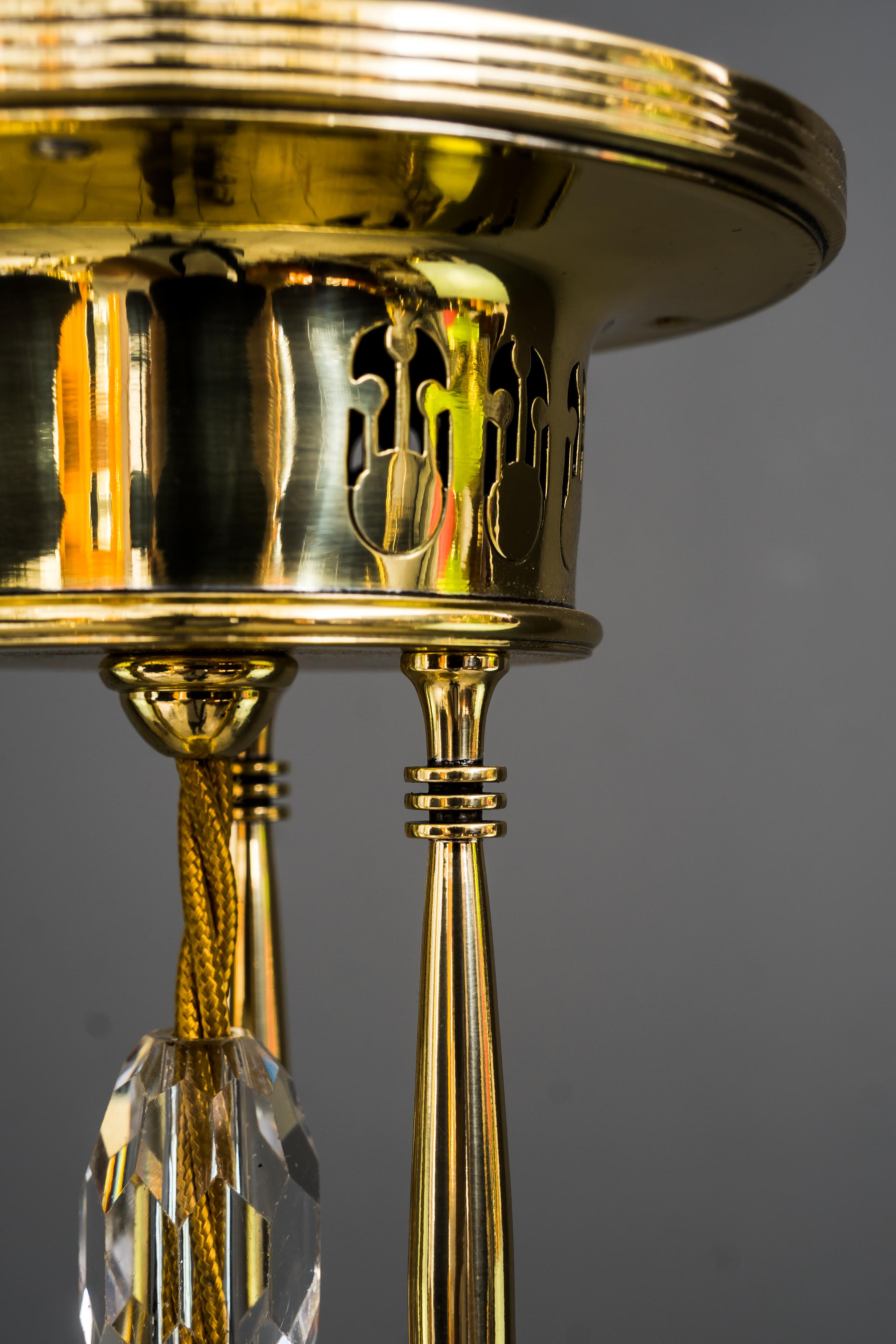 Art Deco Ceiling Lamp Around 1920s with Original Opaline Glass Shade 3