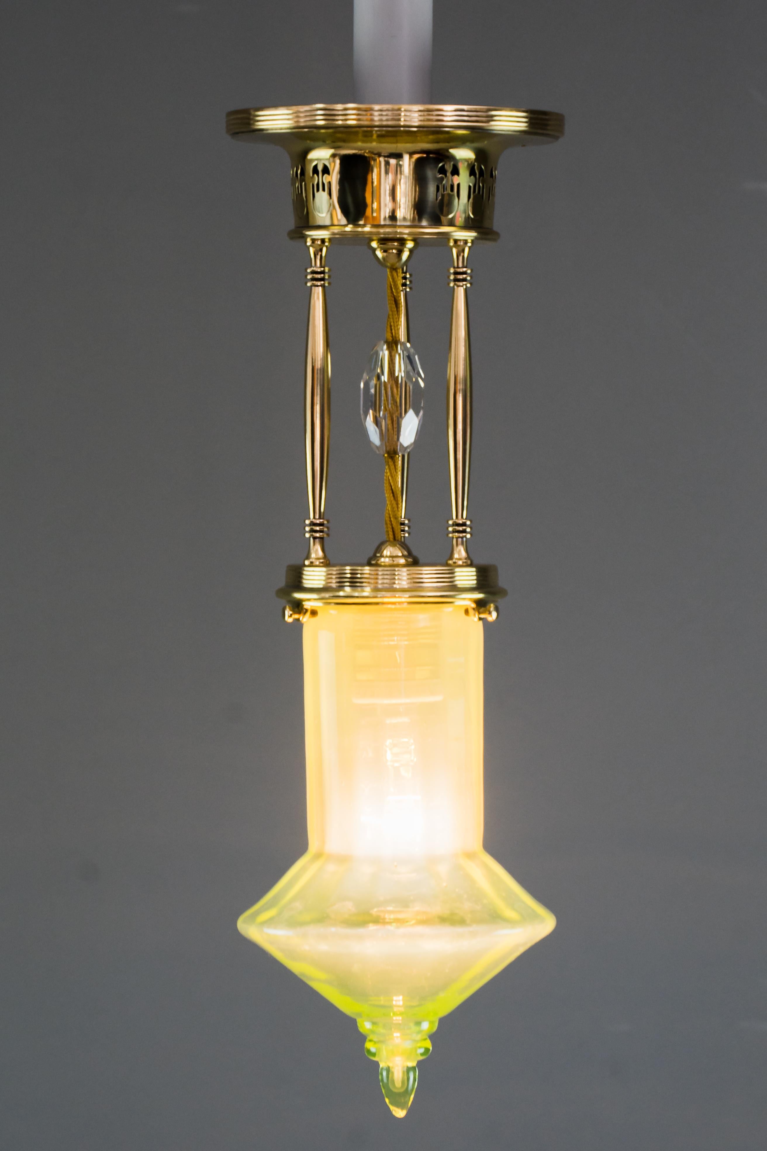 Art Deco Ceiling Lamp Around 1920s with Original Opaline Glass Shade 4
