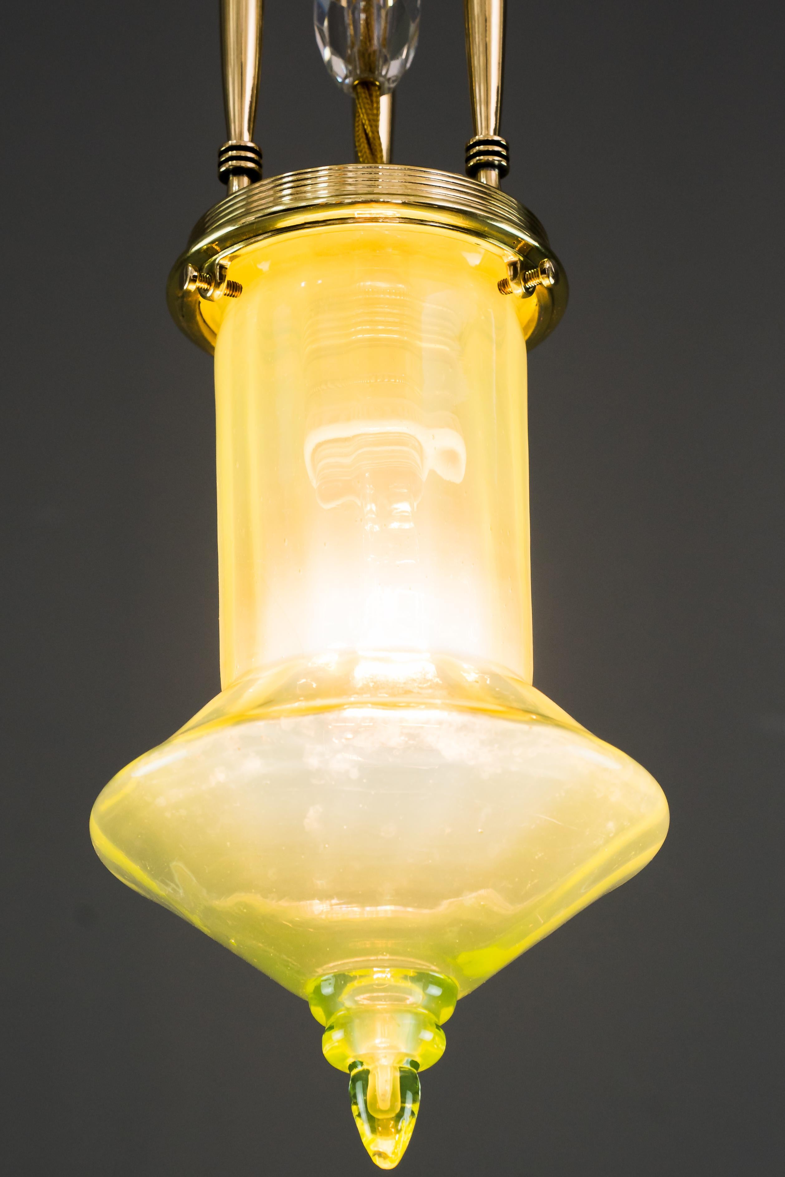 Art Deco Ceiling Lamp Around 1920s with Original Opaline Glass Shade 6