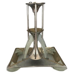 Art Déco ceiling lamp. Atelier Petitot, France 1930s. Nickel-plated. Signed.