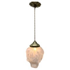 Art Deco Ceiling Lamp, Belgium Glass Shade Scailmont, 1930s