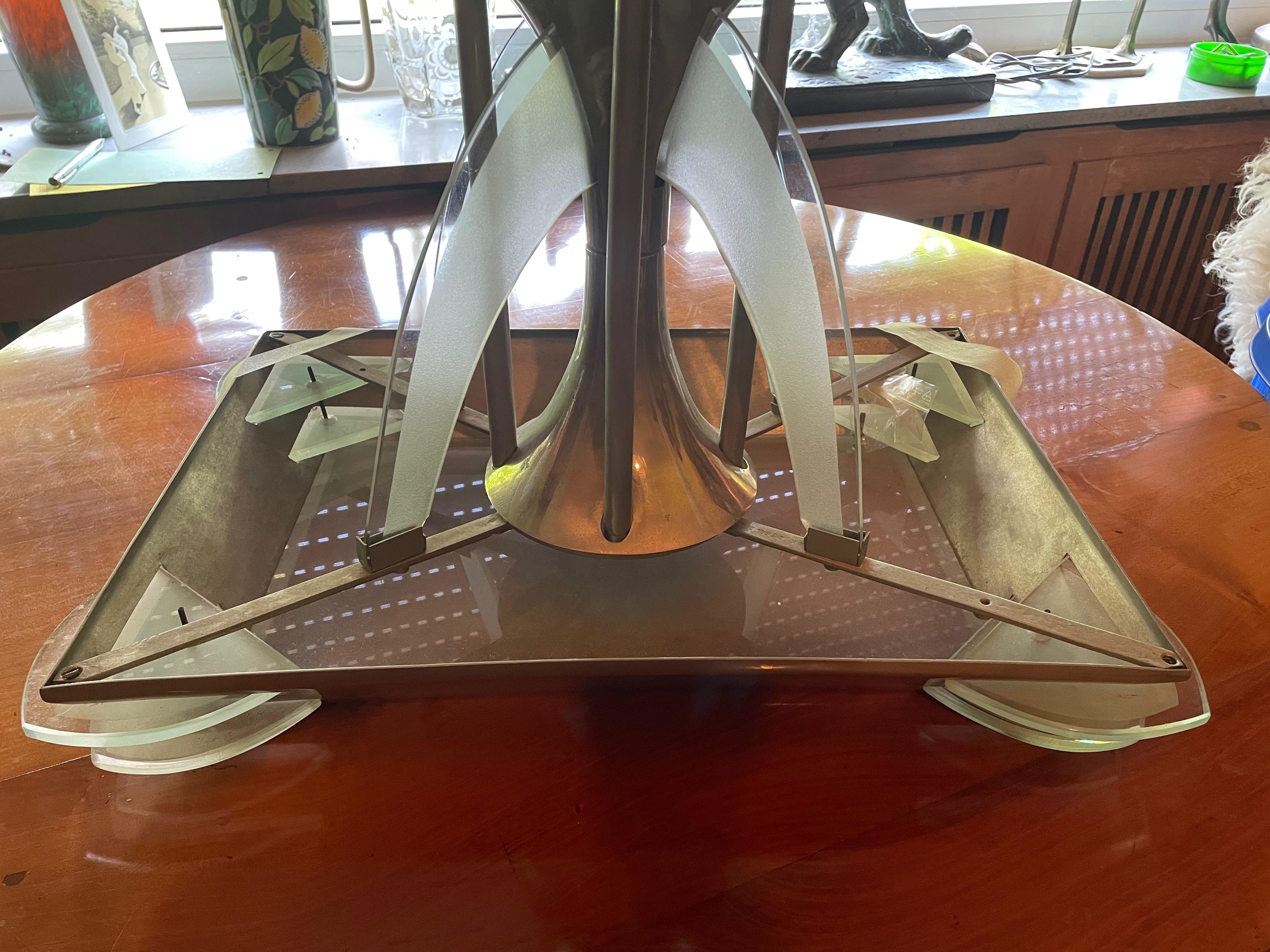 Art Déco ceiling lamp by Atelier Petitot . France 1920s. Signed and numbered. (Metallarbeit) im Angebot