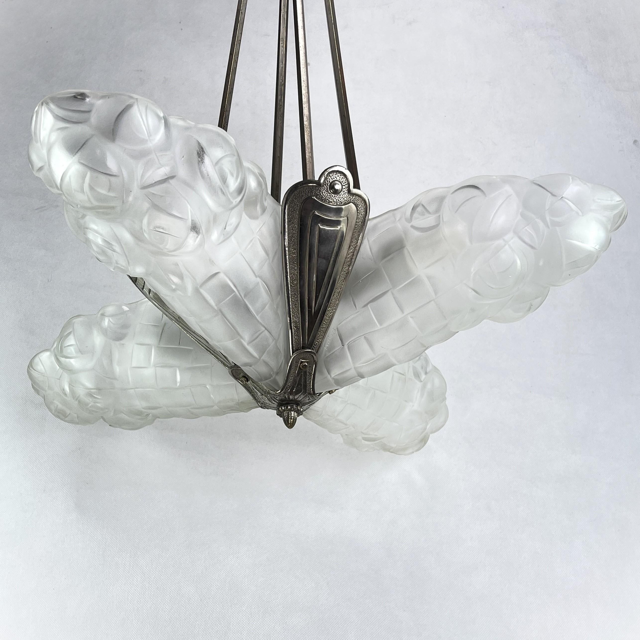 Art Deco Ceiling Lamp by Degue, 1920s For Sale 5
