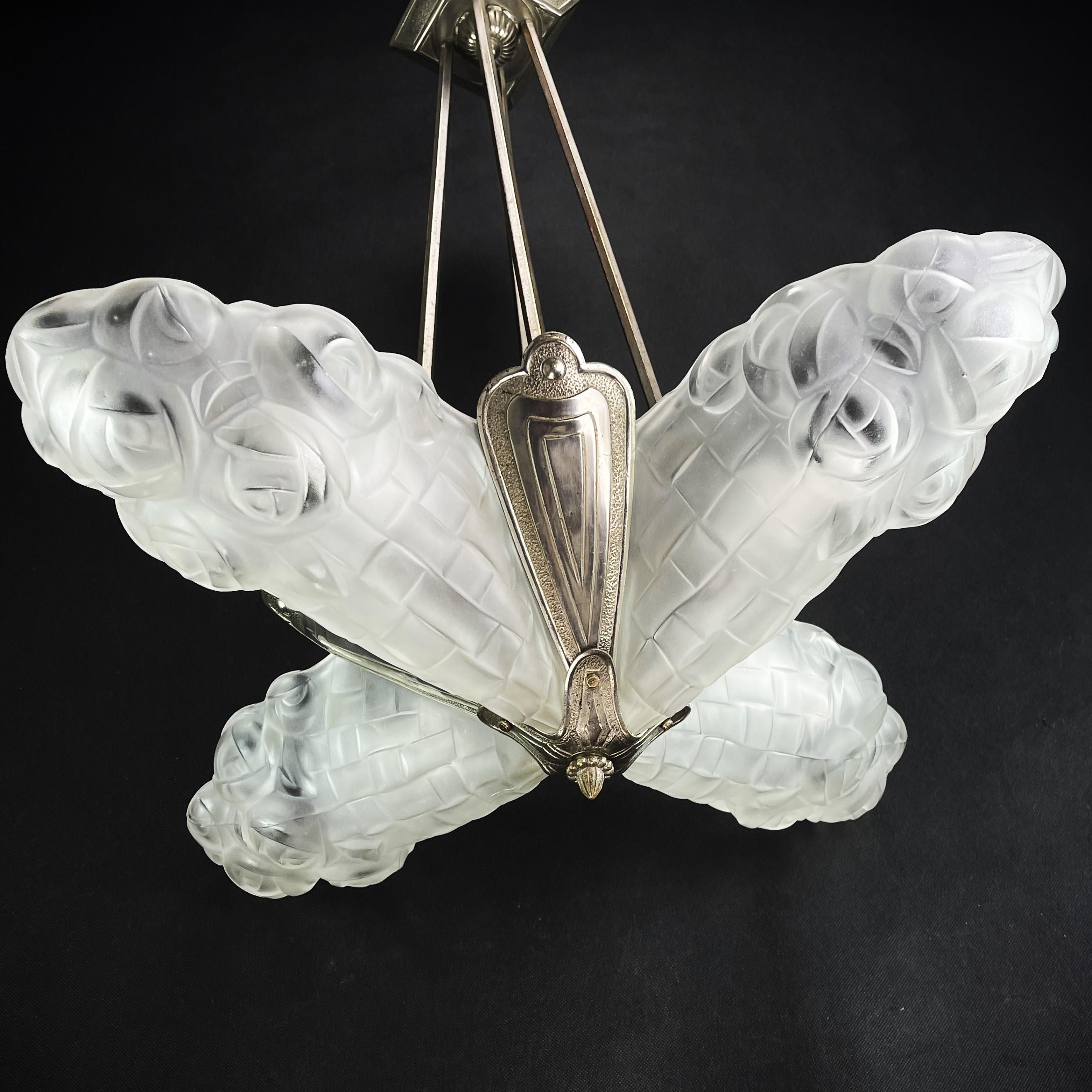 Art Deco Ceiling Lamp by Degue, 1920s In Good Condition For Sale In Saarburg, RP