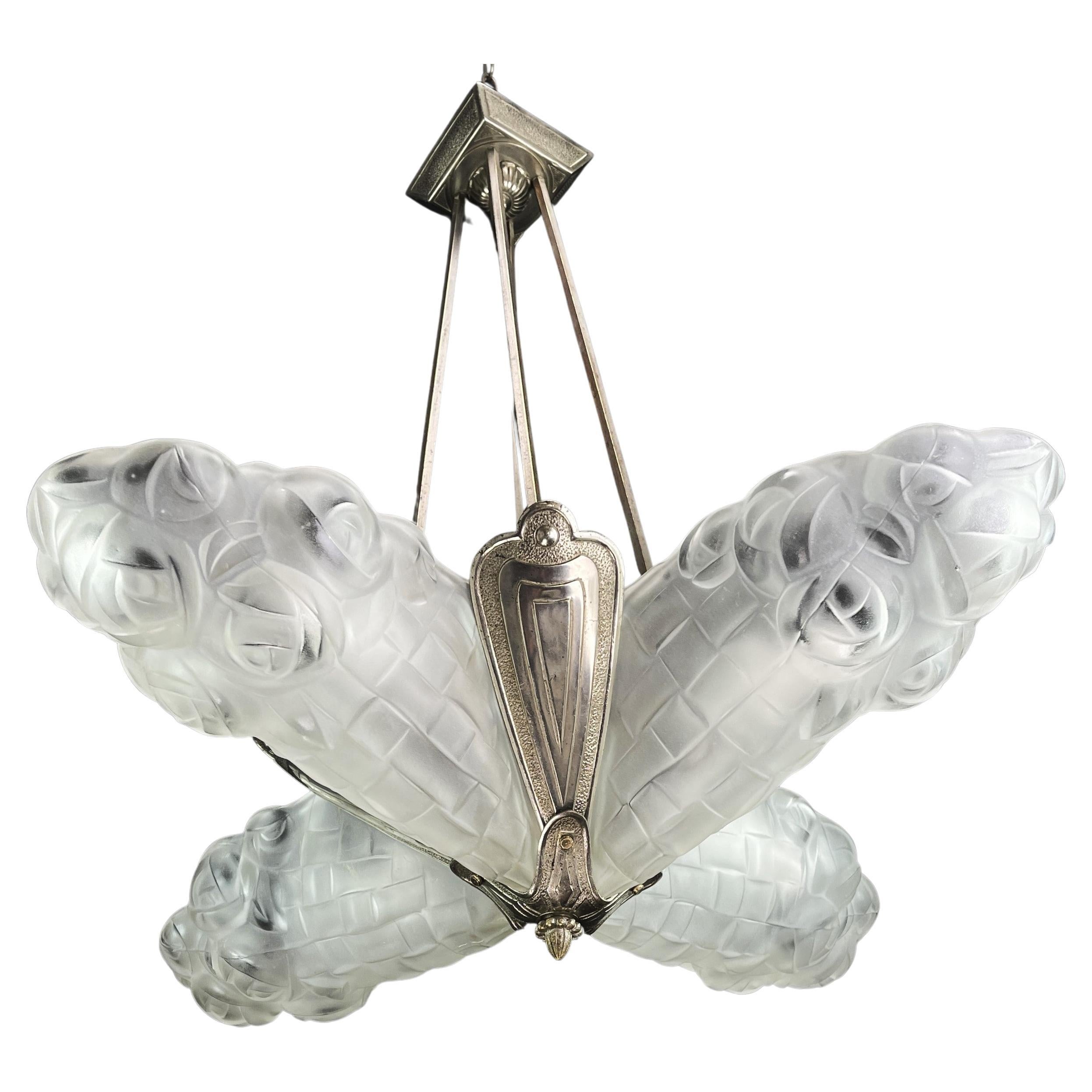 Art Deco Ceiling Lamp by Degue, 1920s