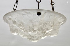 Art Deco Ceiling Lamp, French Glass Shade, 1930s