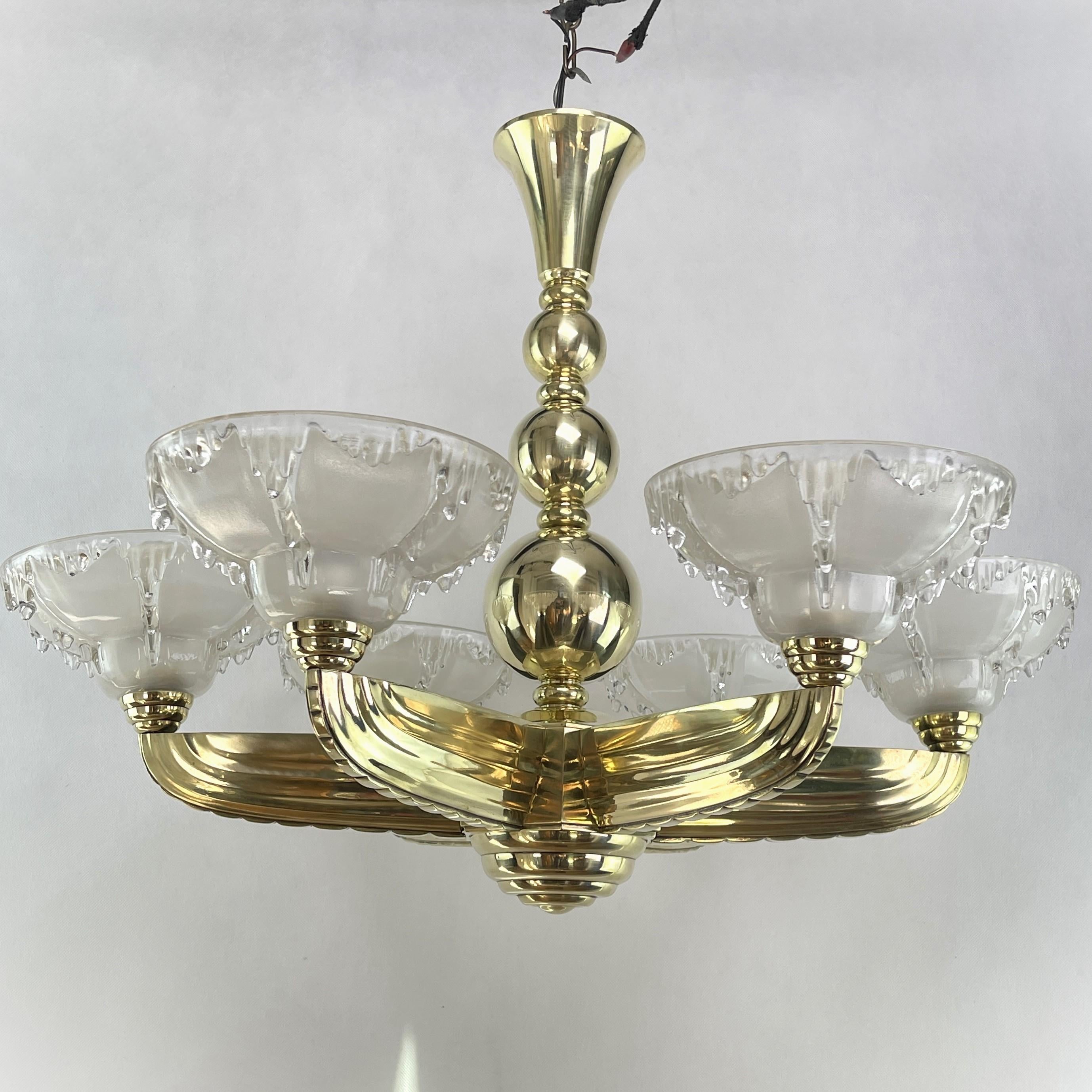 French Art Deco Ceiling Lamp from Petitot & Ezan, 1930s For Sale