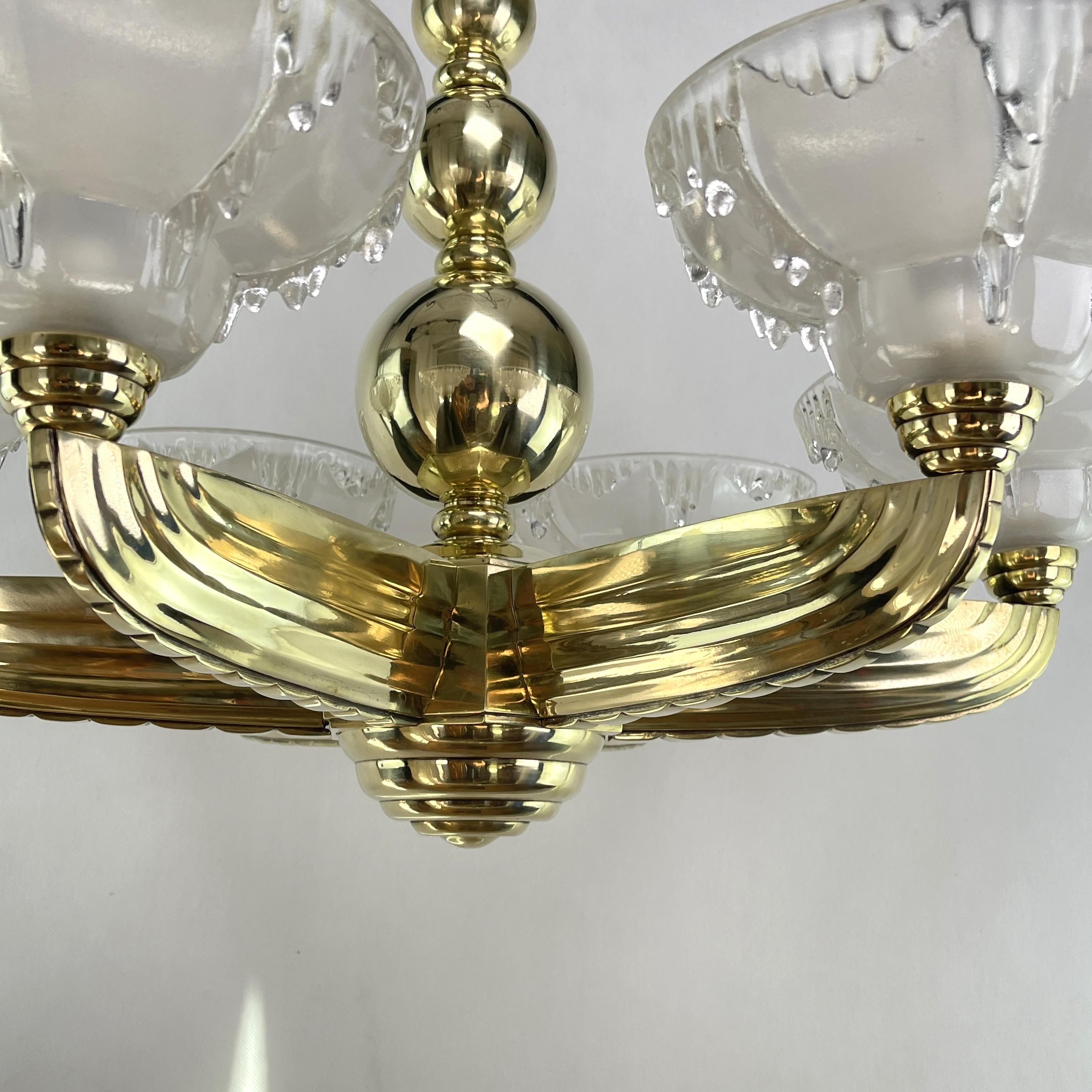 Mid-20th Century Art Deco Ceiling Lamp from Petitot & Ezan, 1930s For Sale