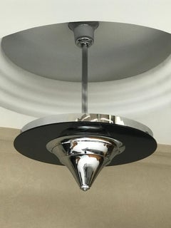 Art Deco Ceiling Lamp, German, 1920, Style: Art Deco in chrome and Opaline