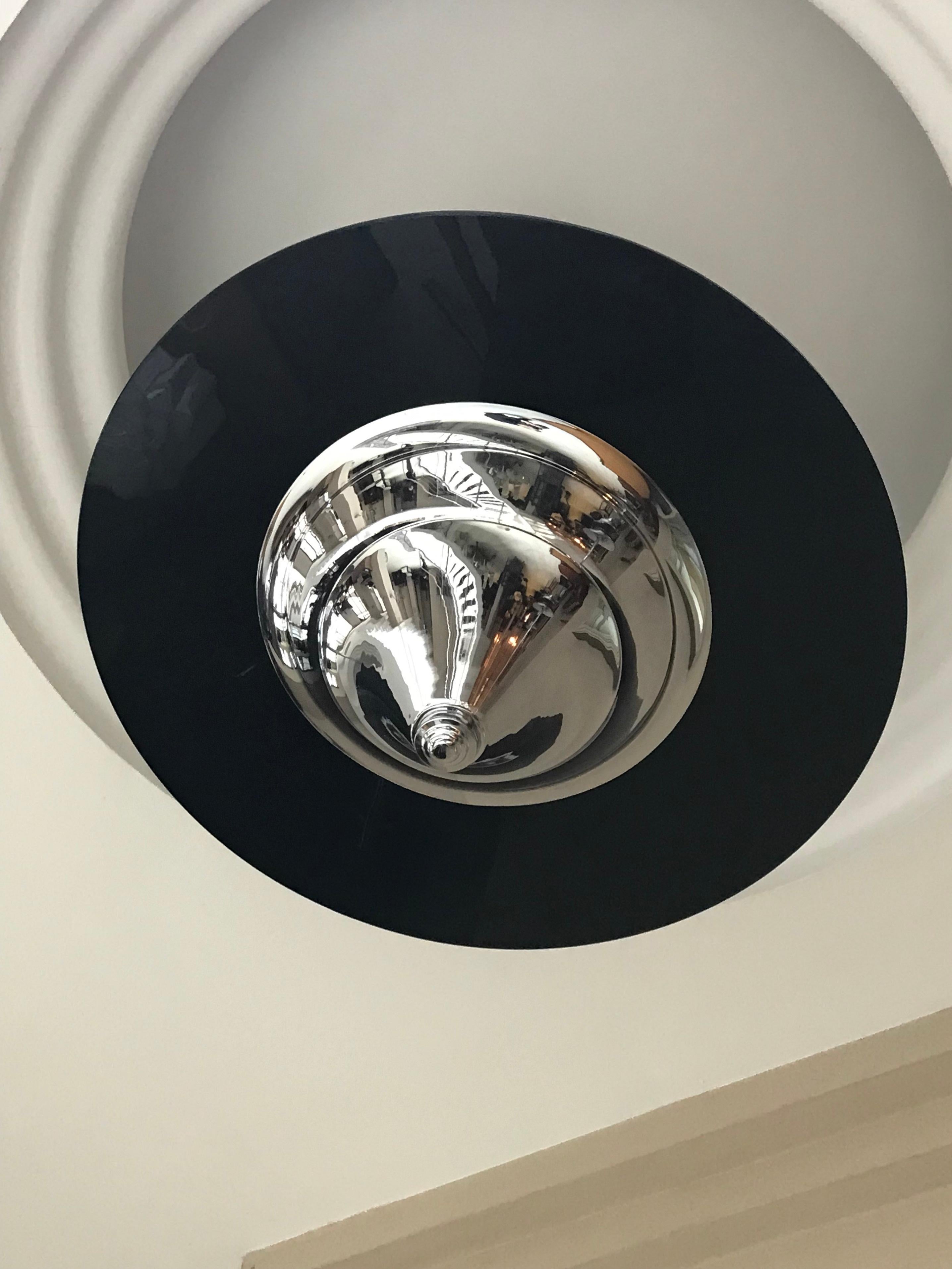 Tedesco Lampada da soffitto Art Deco, Germania, 1920, Stile: Art Déco in cromo e opalina in vendita
