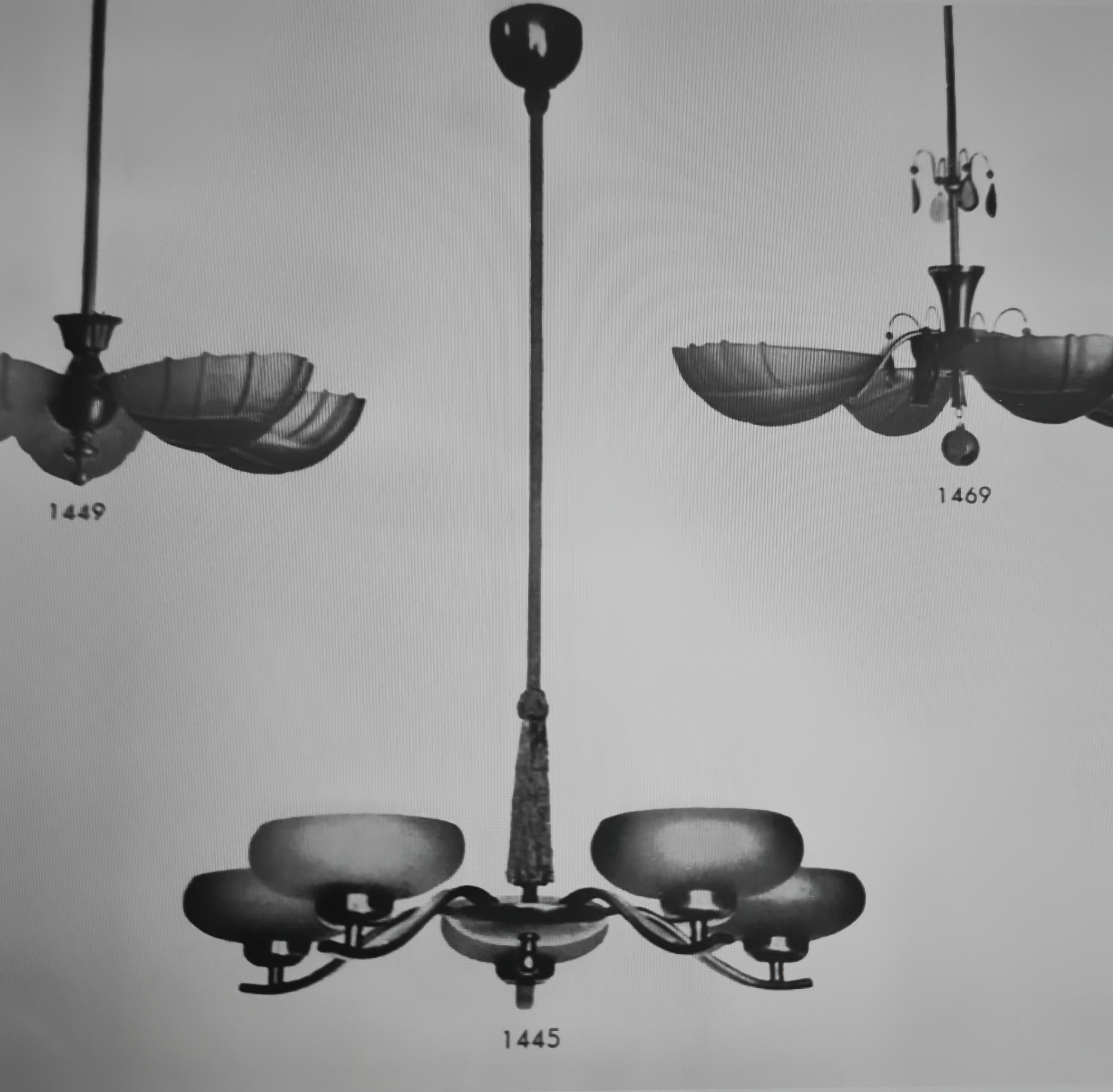 Art Deco Ceiling Lamp Attributed Paavo Tynell, Taito 1930s 11