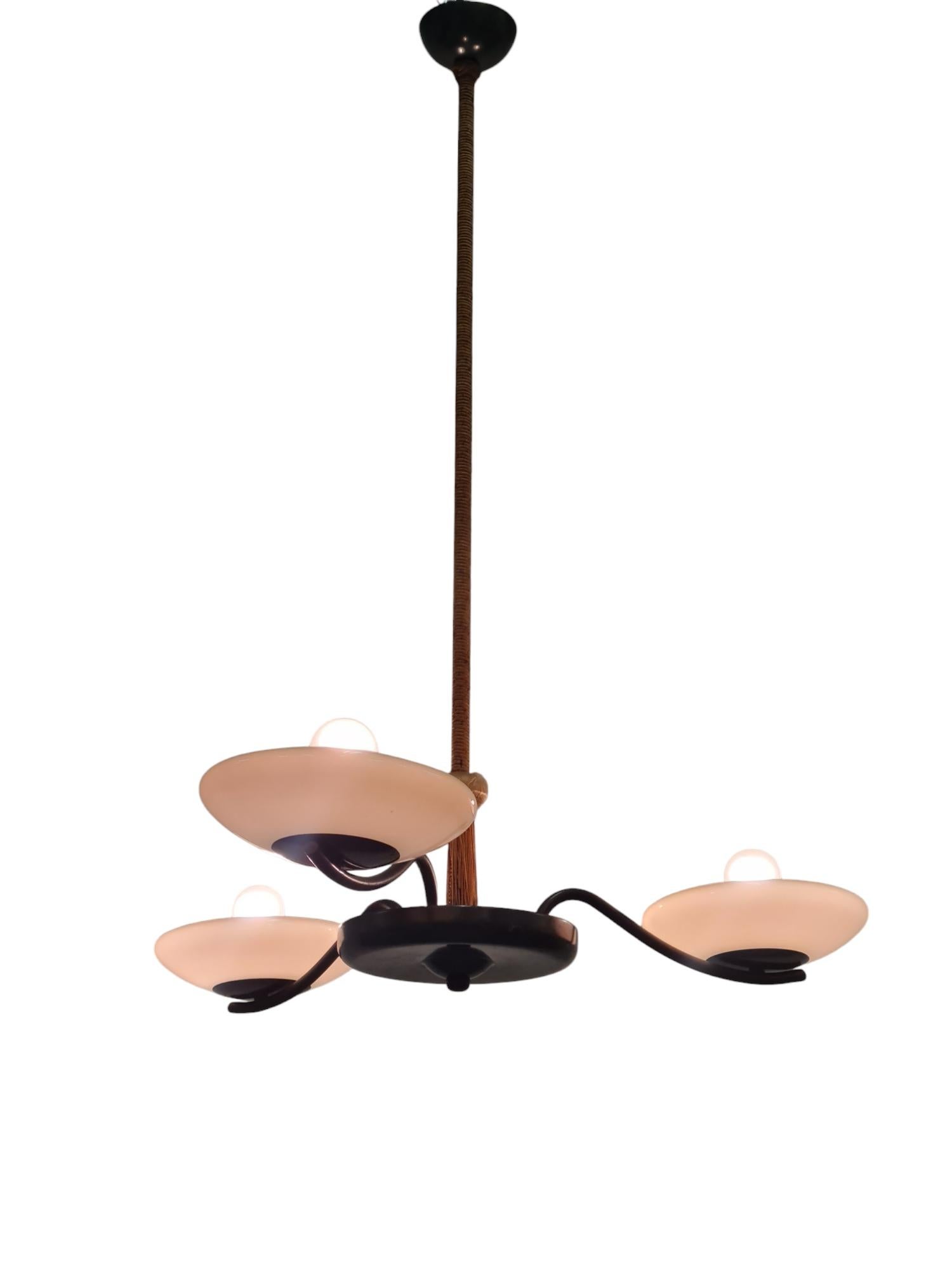 Scandinavian Modern Art Deco Ceiling Lamp Attributed Paavo Tynell, Taito 1930s