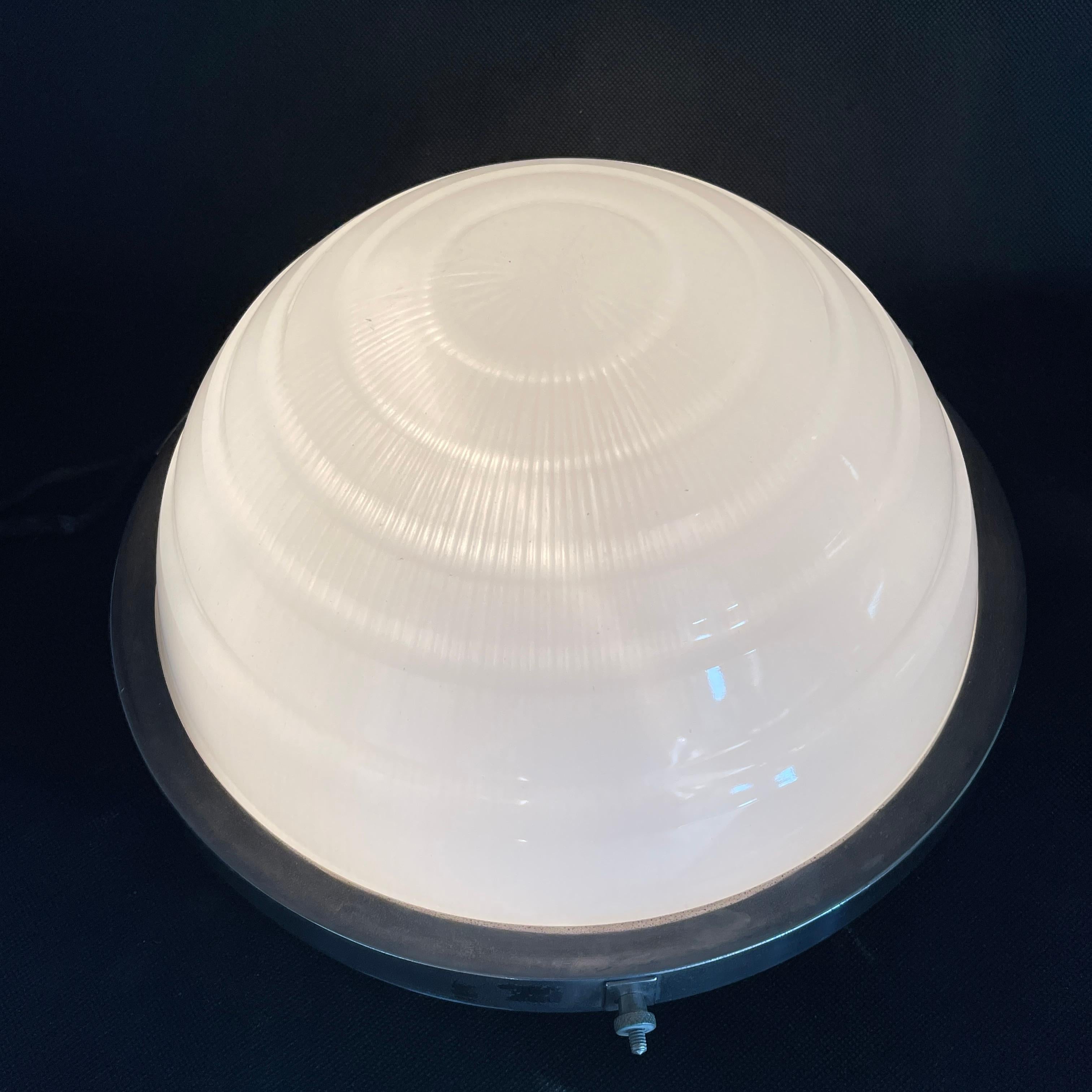 ART DECO Ceiling Lamp Plafoniere Opal Glass Chrome, 1940s For Sale 2