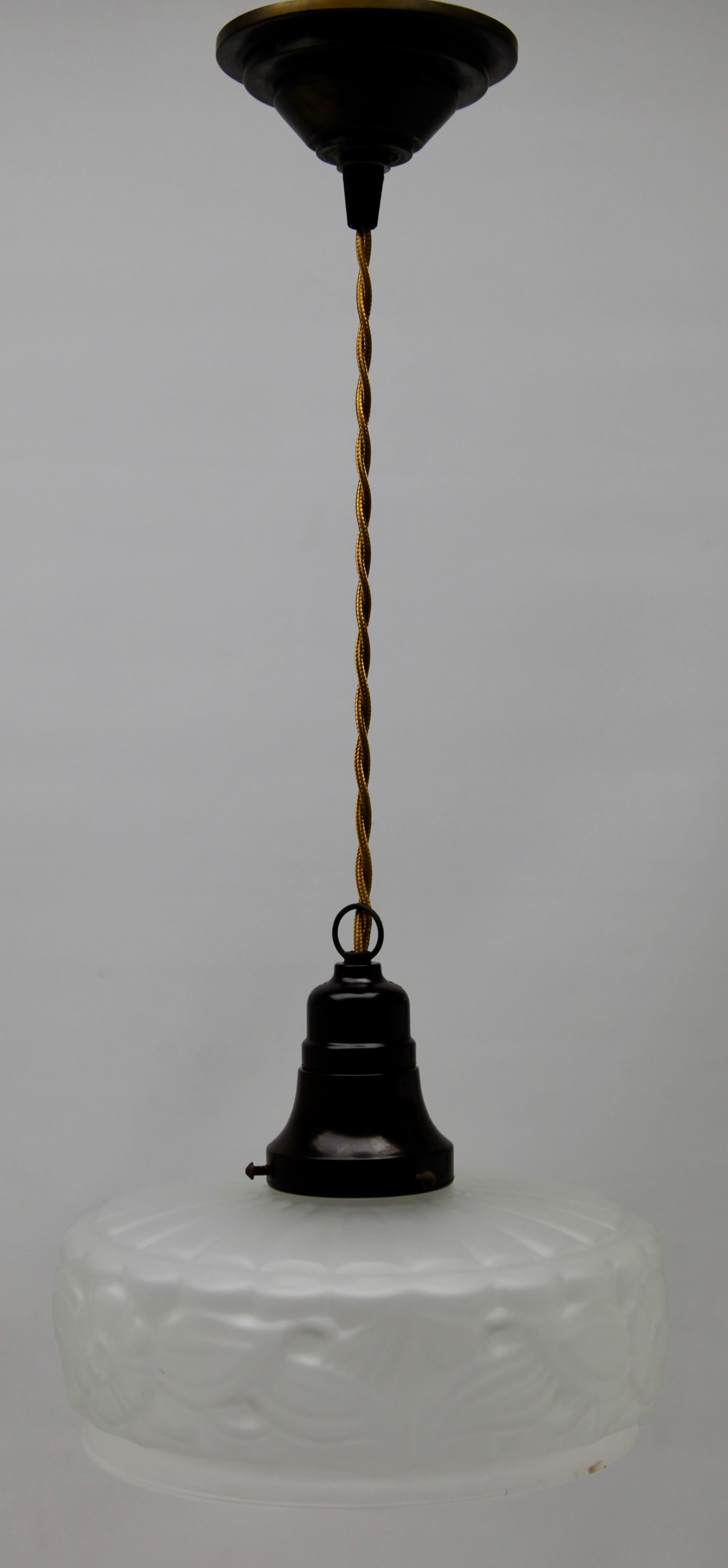 Art Deco Ceiling Lamp, Scailmont Belgium Glass Shade, 1930s 2