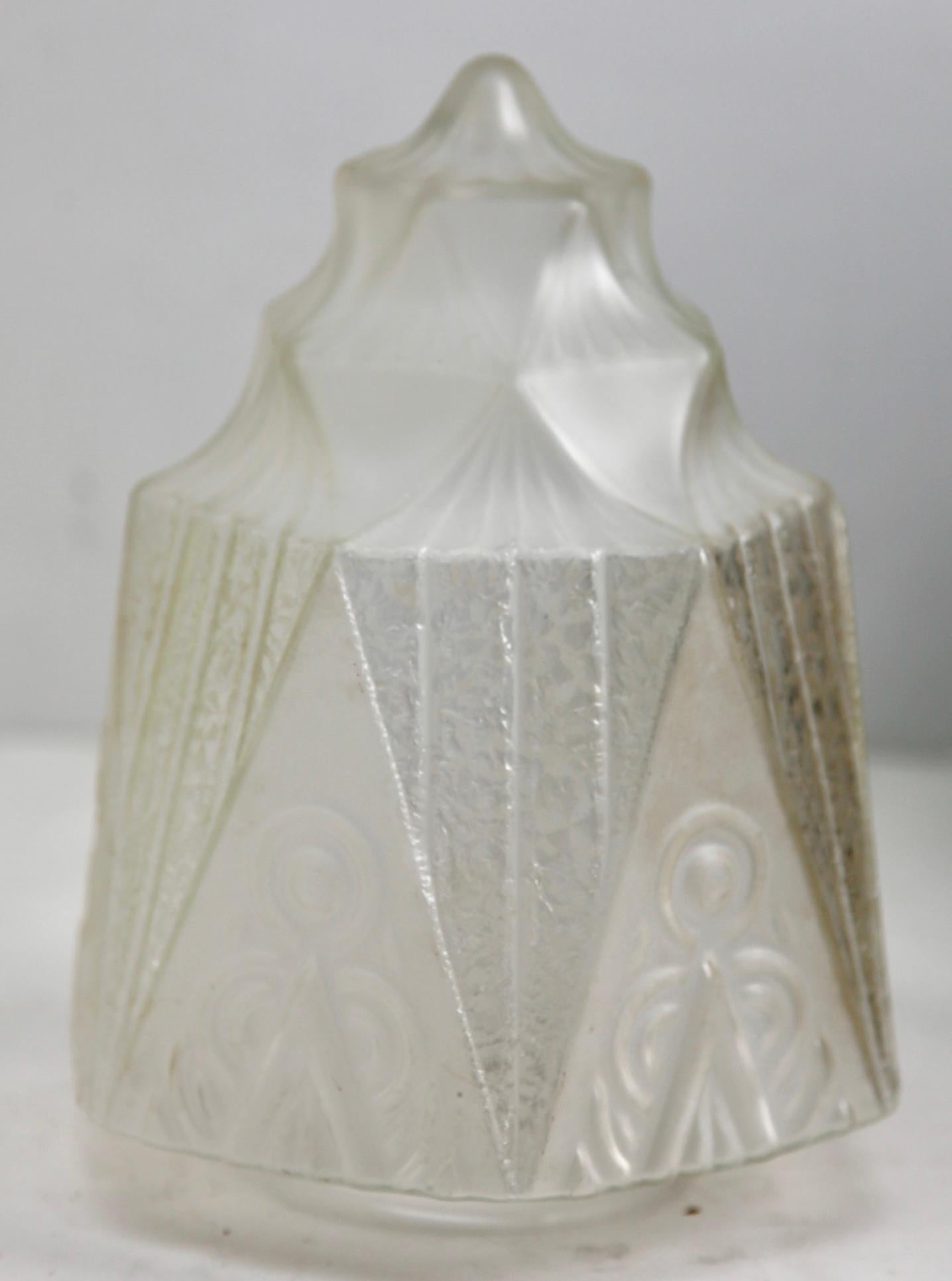 Art Deco Ceiling Lamp, Scailmont Belgium Glass Shade, 1930s For Sale 6