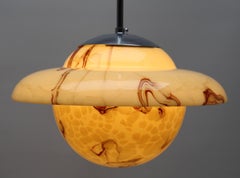 Art Deco Ceiling Lamp, Scailmont Belgium Glass Shade, 1930s