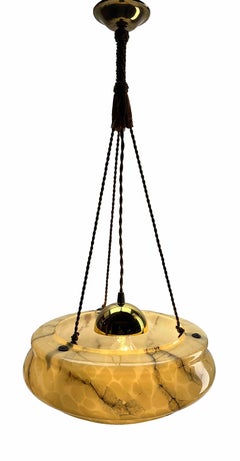 Art Deco Ceiling Lamp, Scailmont Belgium Glass Shade, 1930s