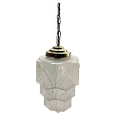 Art Deco Ceiling Lamp, Scailmont Belgium Glass Shade, 1930s