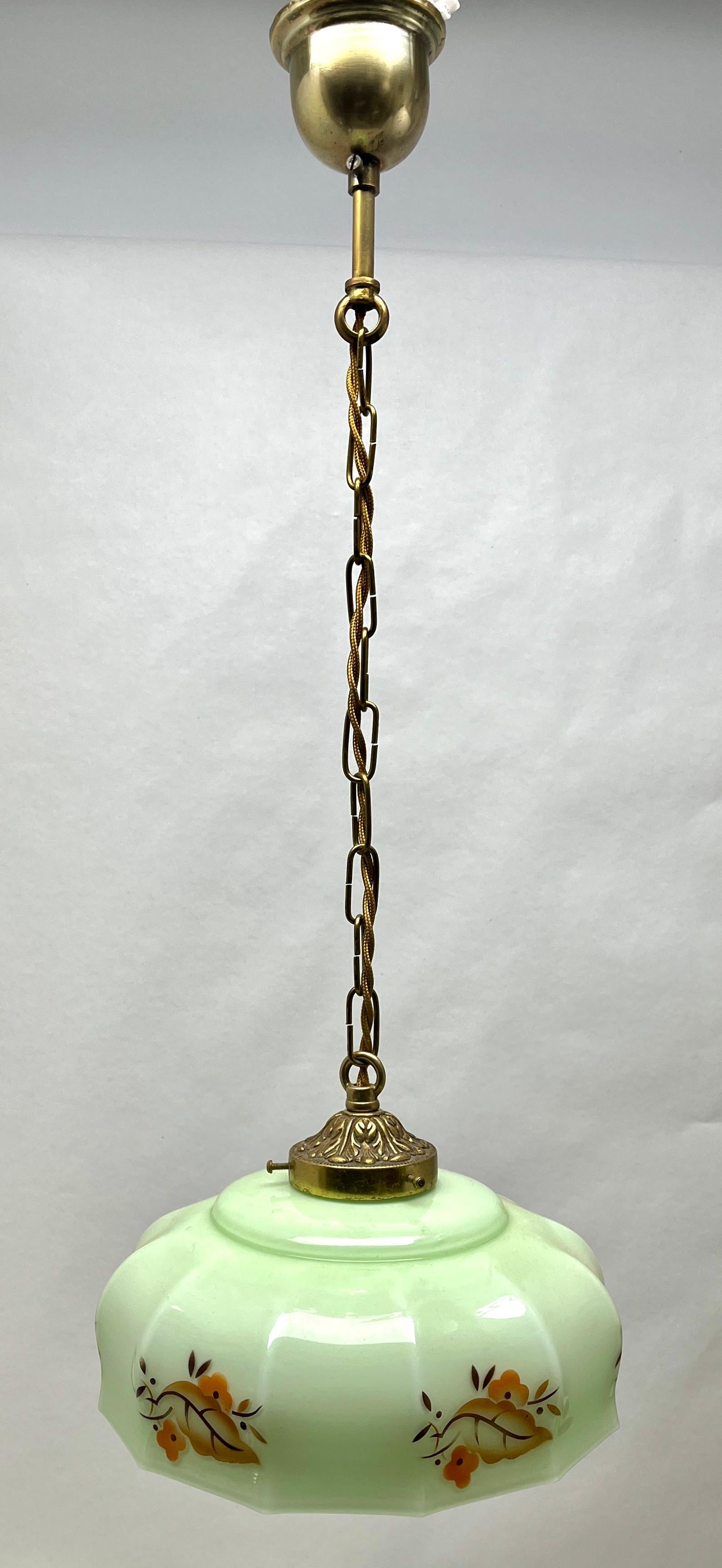 Lampada da soffitto Art Déco, paralume in vetro Scailmont Belgium, anni '30 In condizioni buone in vendita a Verviers, BE