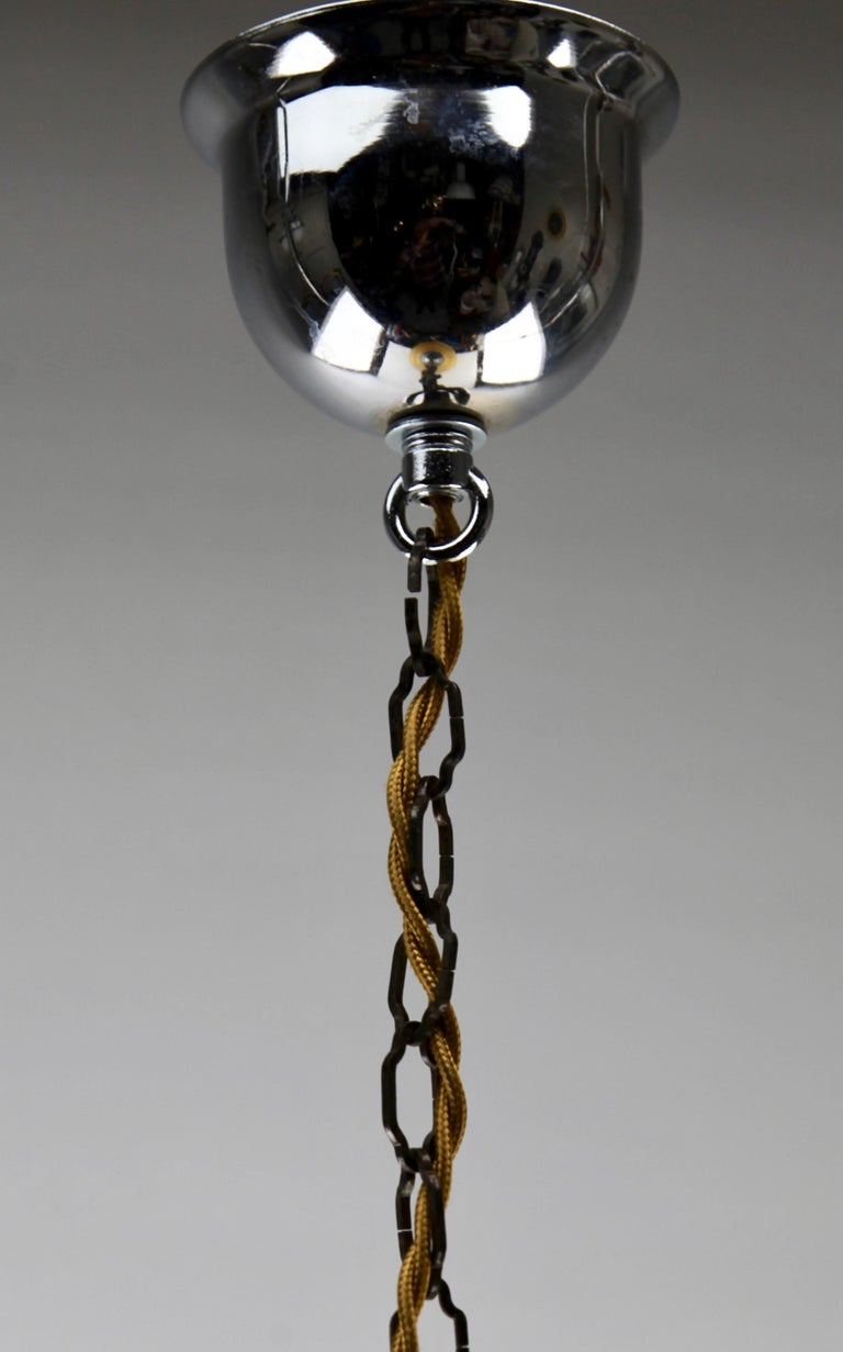 Art Deco Ceiling Lamp, Scailmont Belgium Glass Shade, 1930s For Sale 1