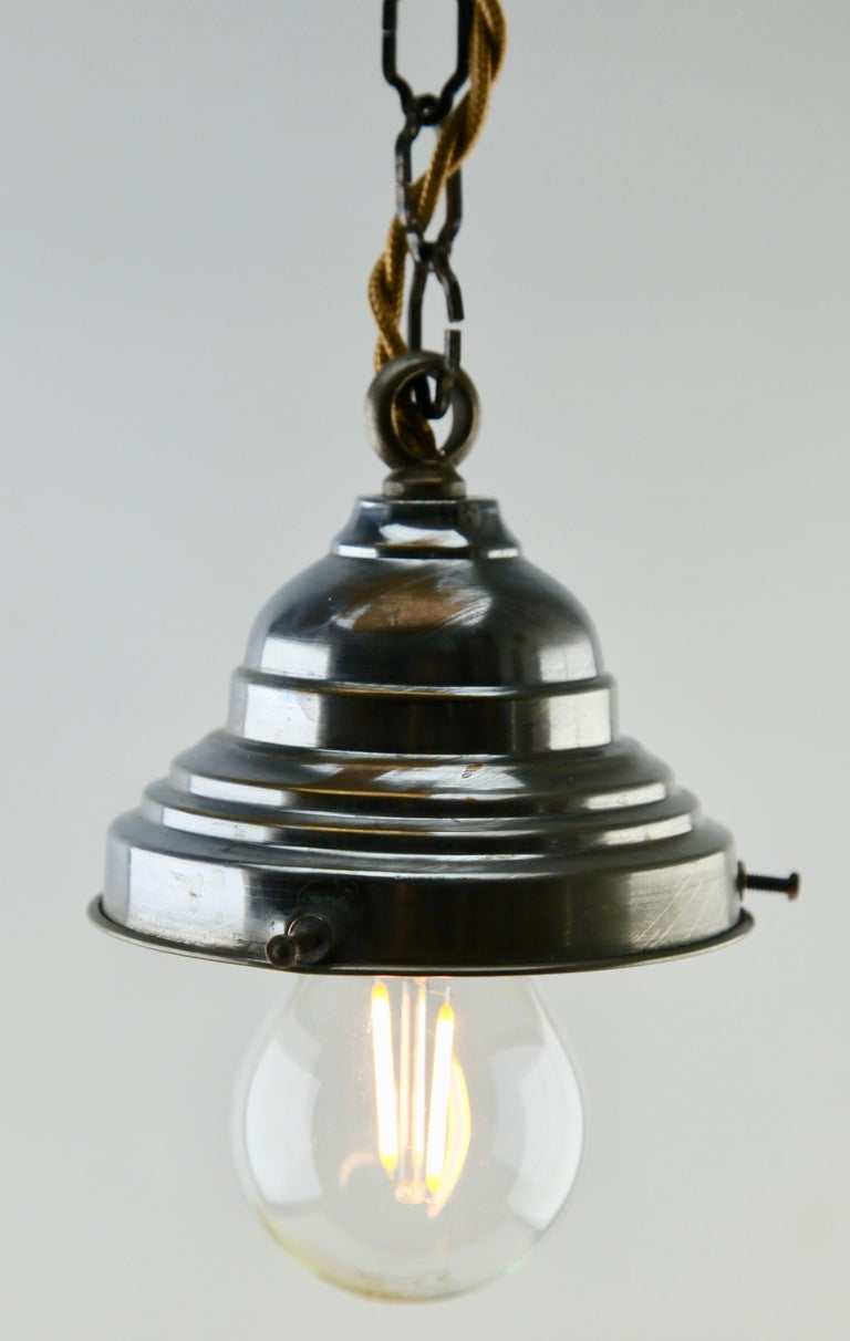 Art Deco Ceiling Lamp, Scailmont Belgium Glass Shade, 1930s For Sale 2