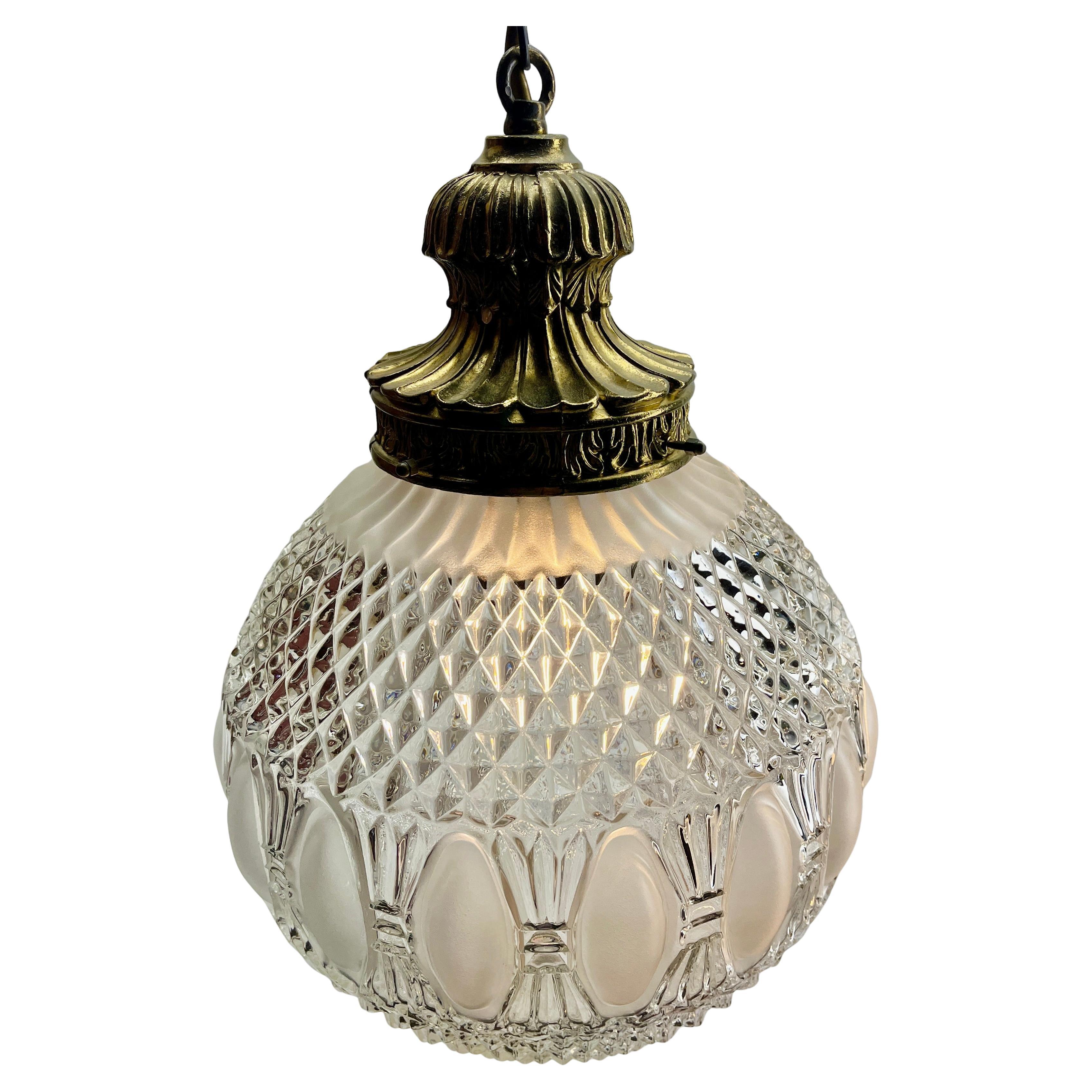 Art Deco Ceiling Lamp, Scailmont Belgium Glass Shade and Brass fitting 1930s
Photography fails to capture the simple elegant illumination provided by this lamp.

As service: We can adjust the lamp height for you in advance if needed. 

Fitting Brass