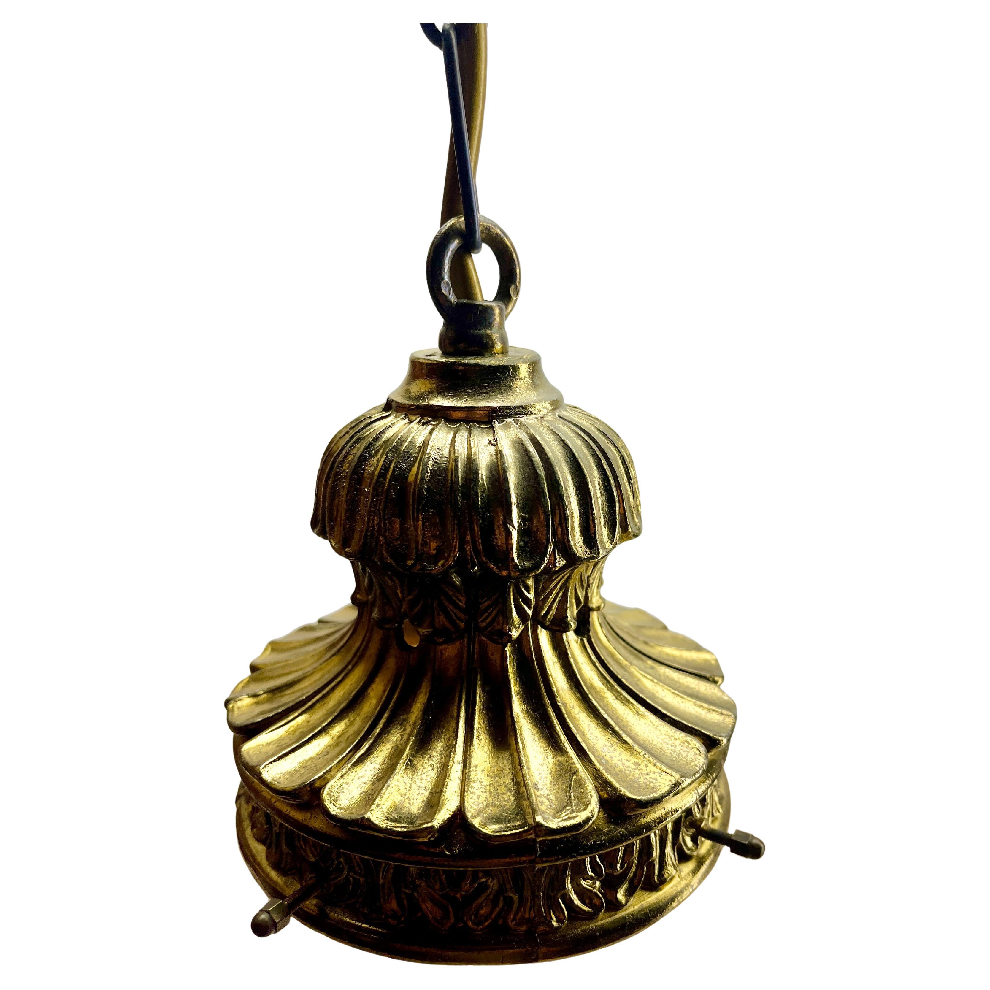 Art Deco Ceiling Lamp, Scailmont Belgium Glass Shade and Brass fitting 1930s For Sale 1