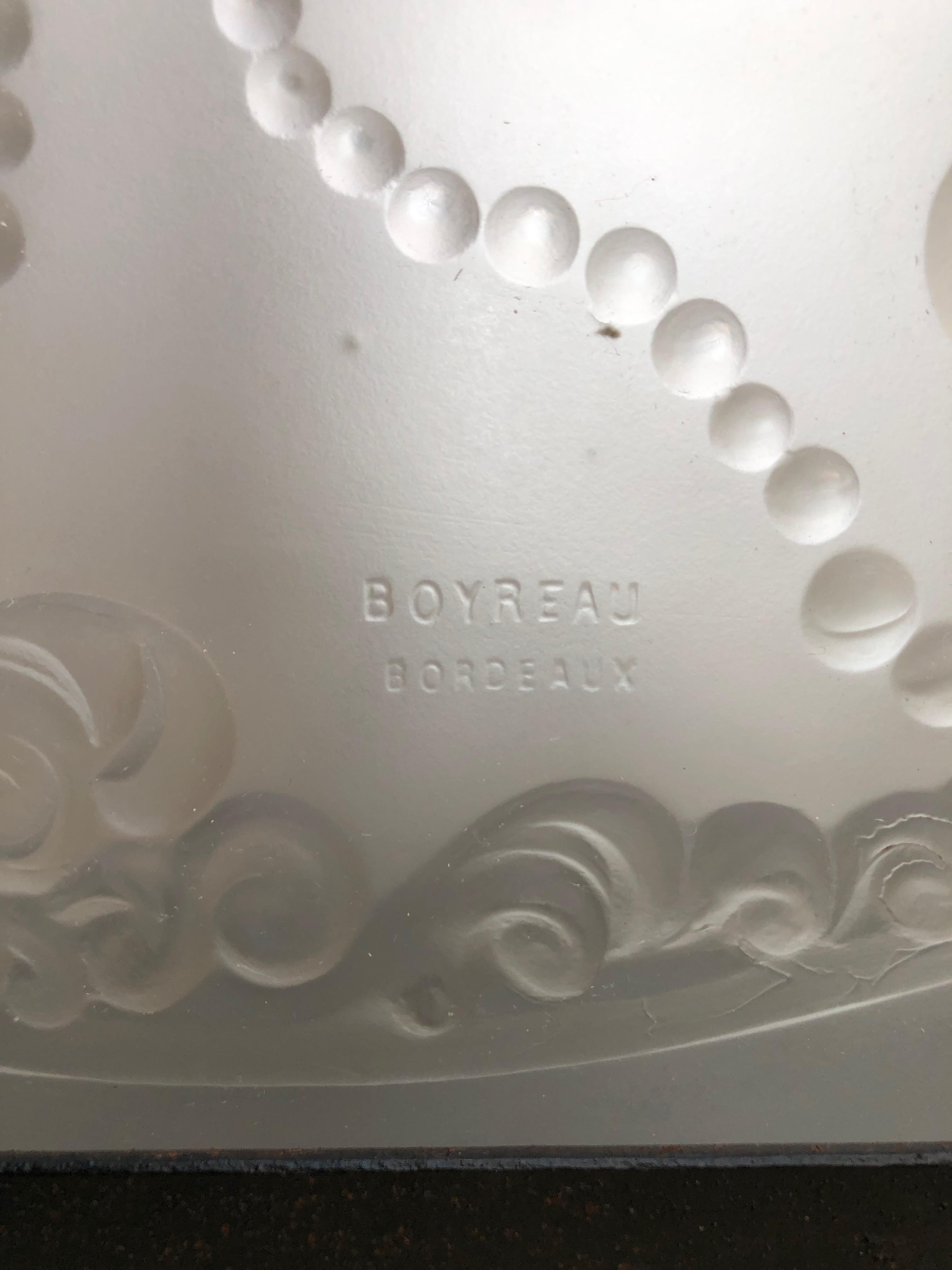 Glass Art Deco Ceiling Lamp Signed Boyreau Bordeaux For Sale